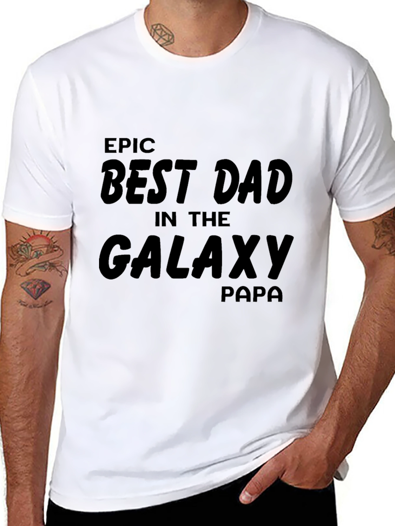 Black Epic Best Dad in the Galaxy Papa T-Shirt view 8