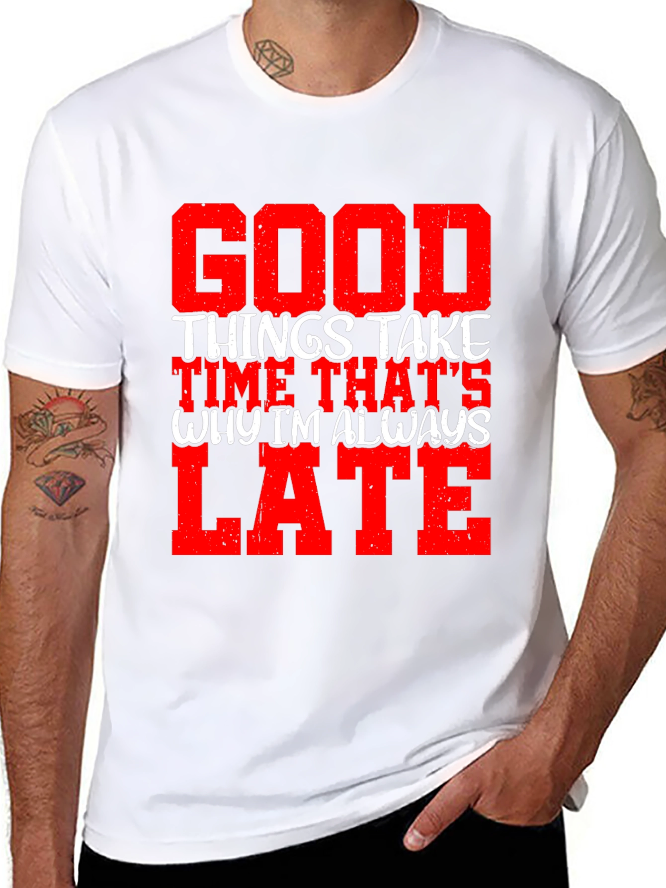 Black Good Things Take Time Men's Graphic Tee view 8