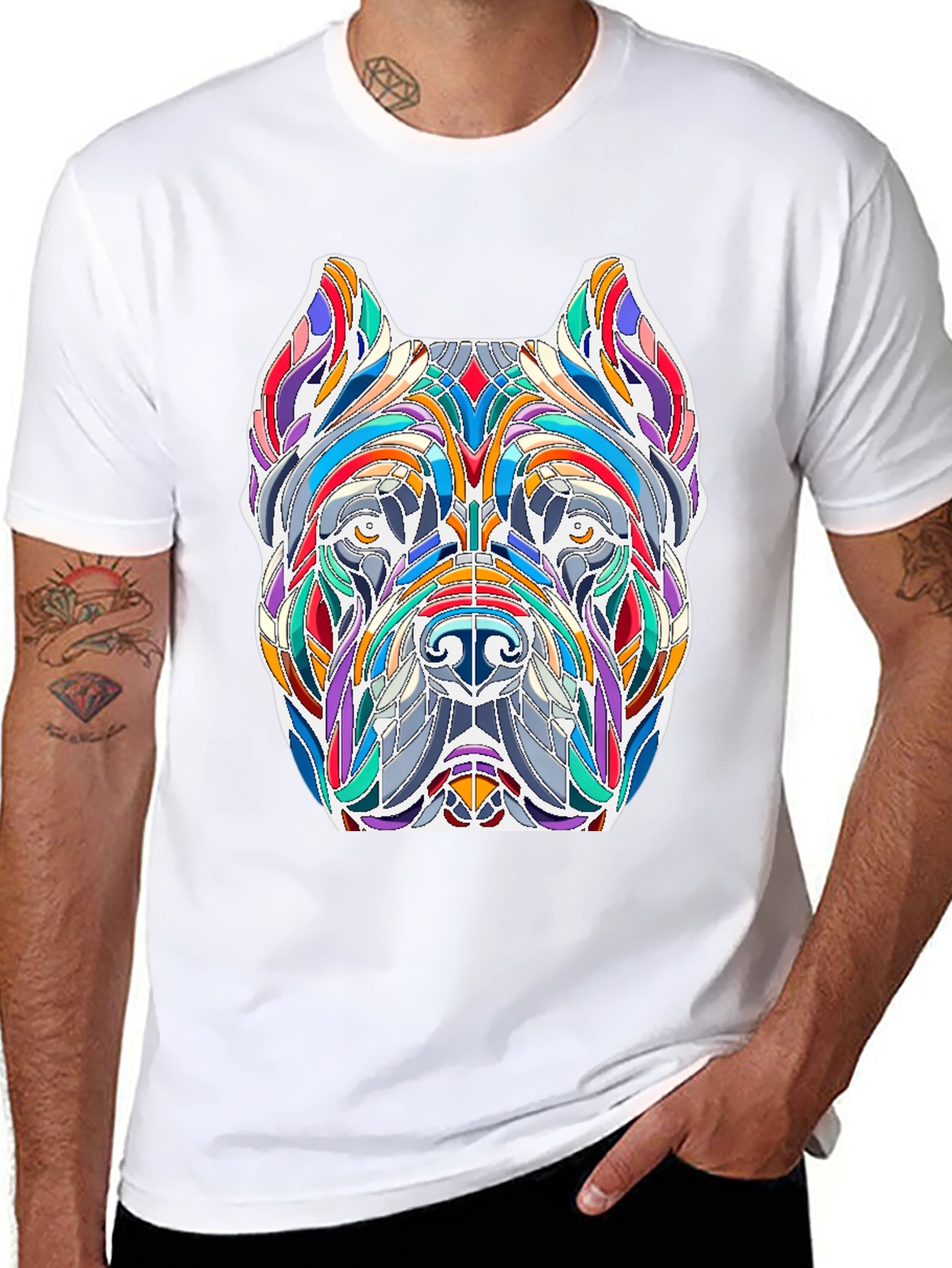 Black Abstract Dog Art T-Shirt - Unique Graphic Tee view 8