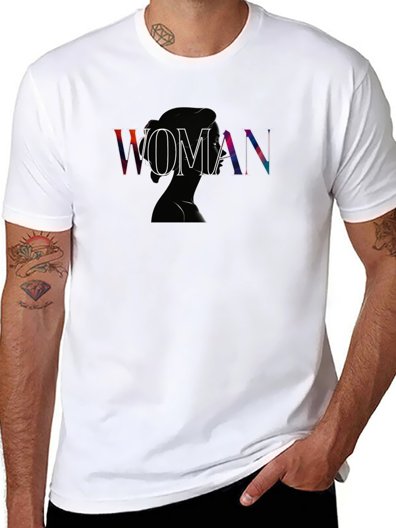 Black Woman Silhouette Graphic Tee - Modern Black T-Shirt view 8