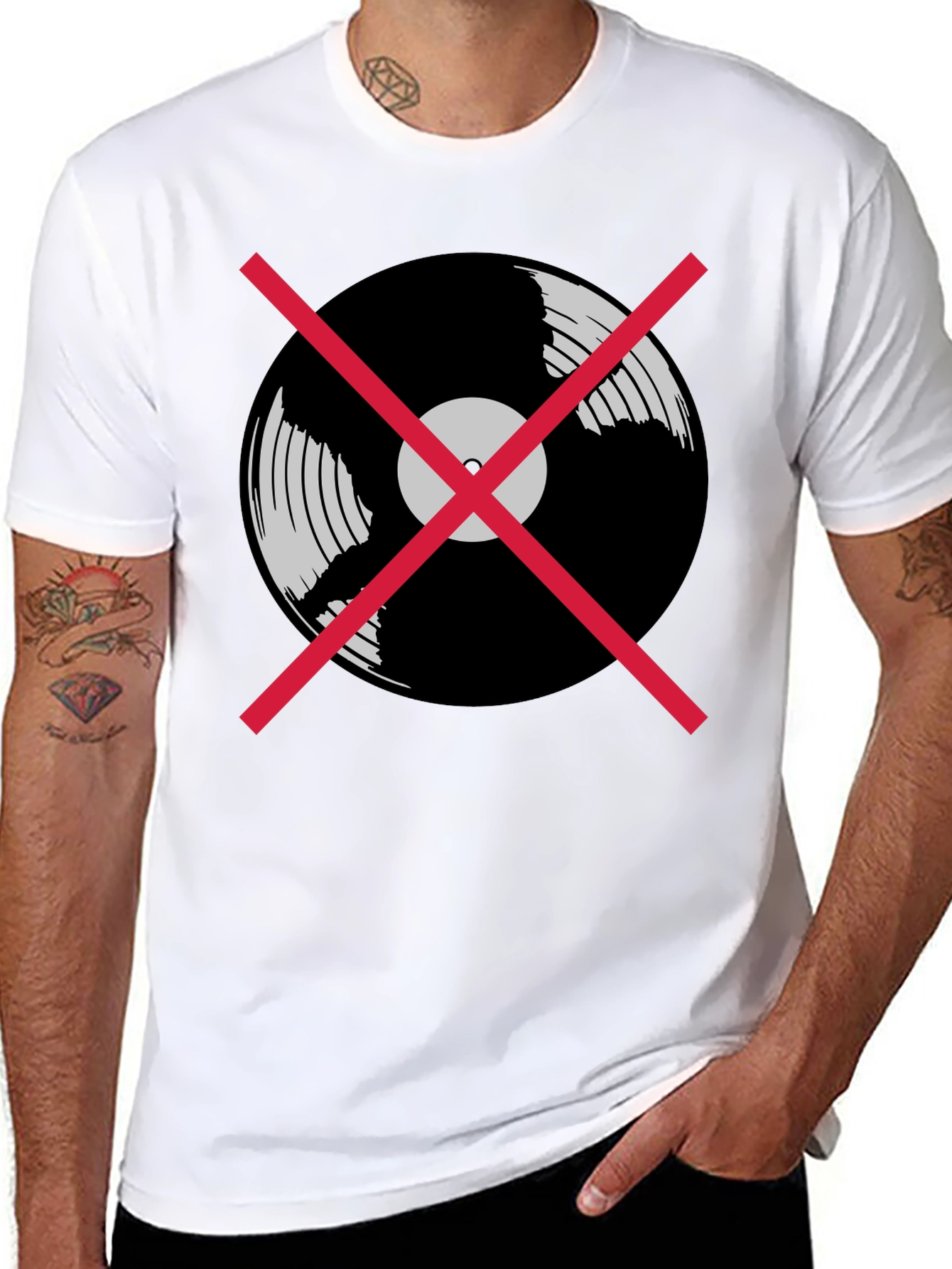 Black No Vinyl T-Shirt - Music Lover Tee view 8