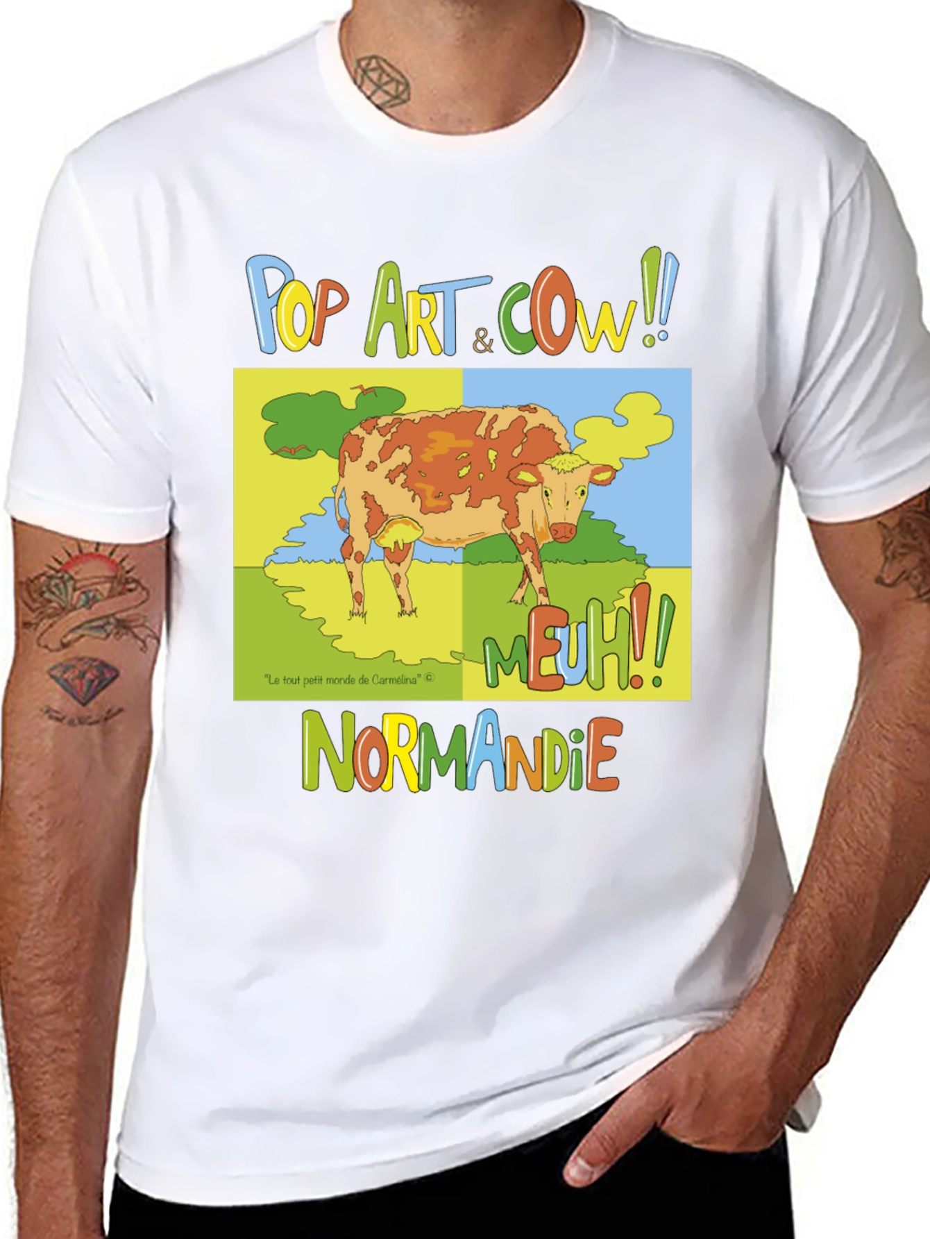 Black Pop Art Cow Graphic T-Shirt - Normandy Edition view 8