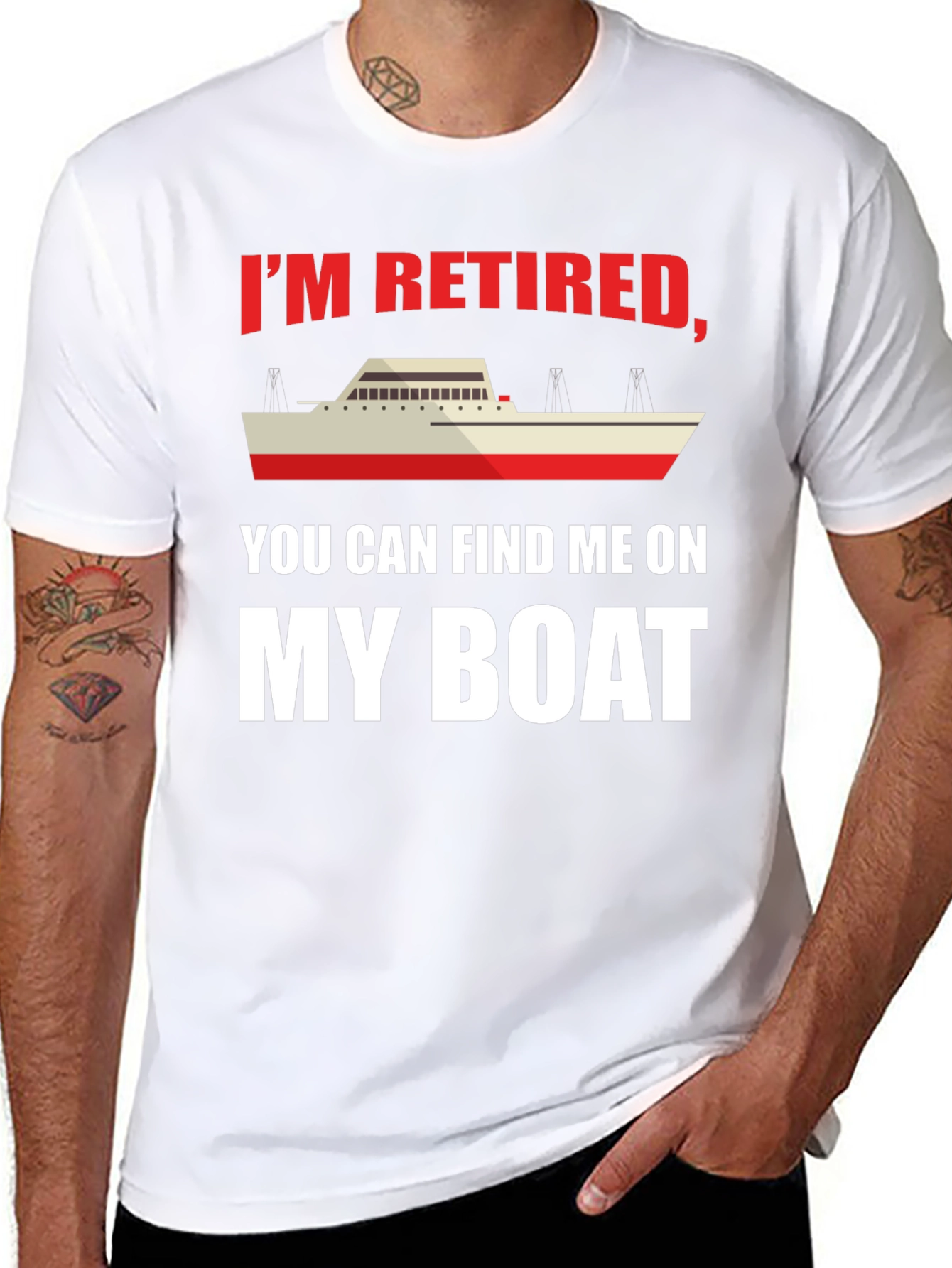 Black Retired Boat Lover T-Shirt view 8