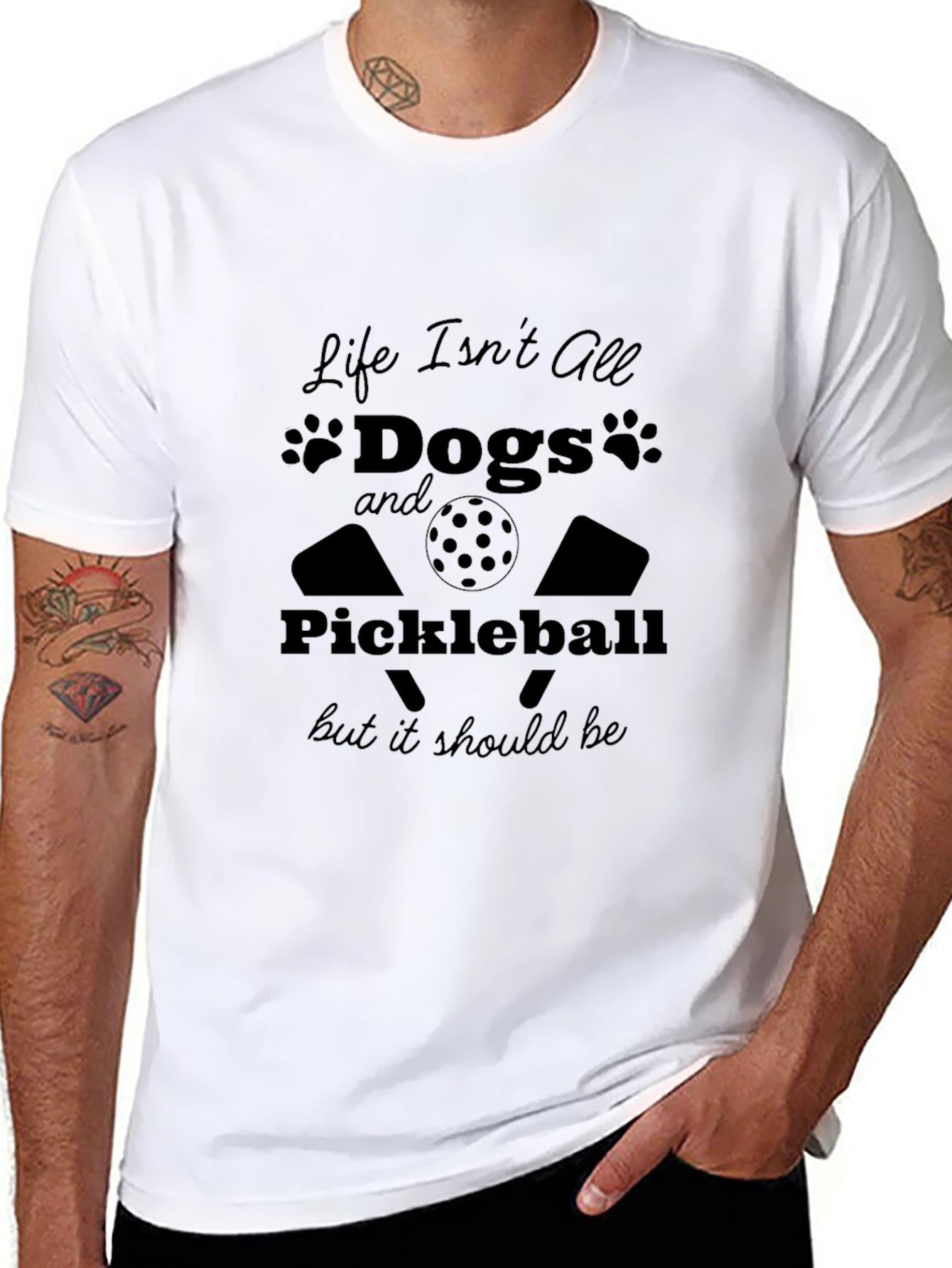 Black Dogs and Pickleball Black Graphic Tee view 8