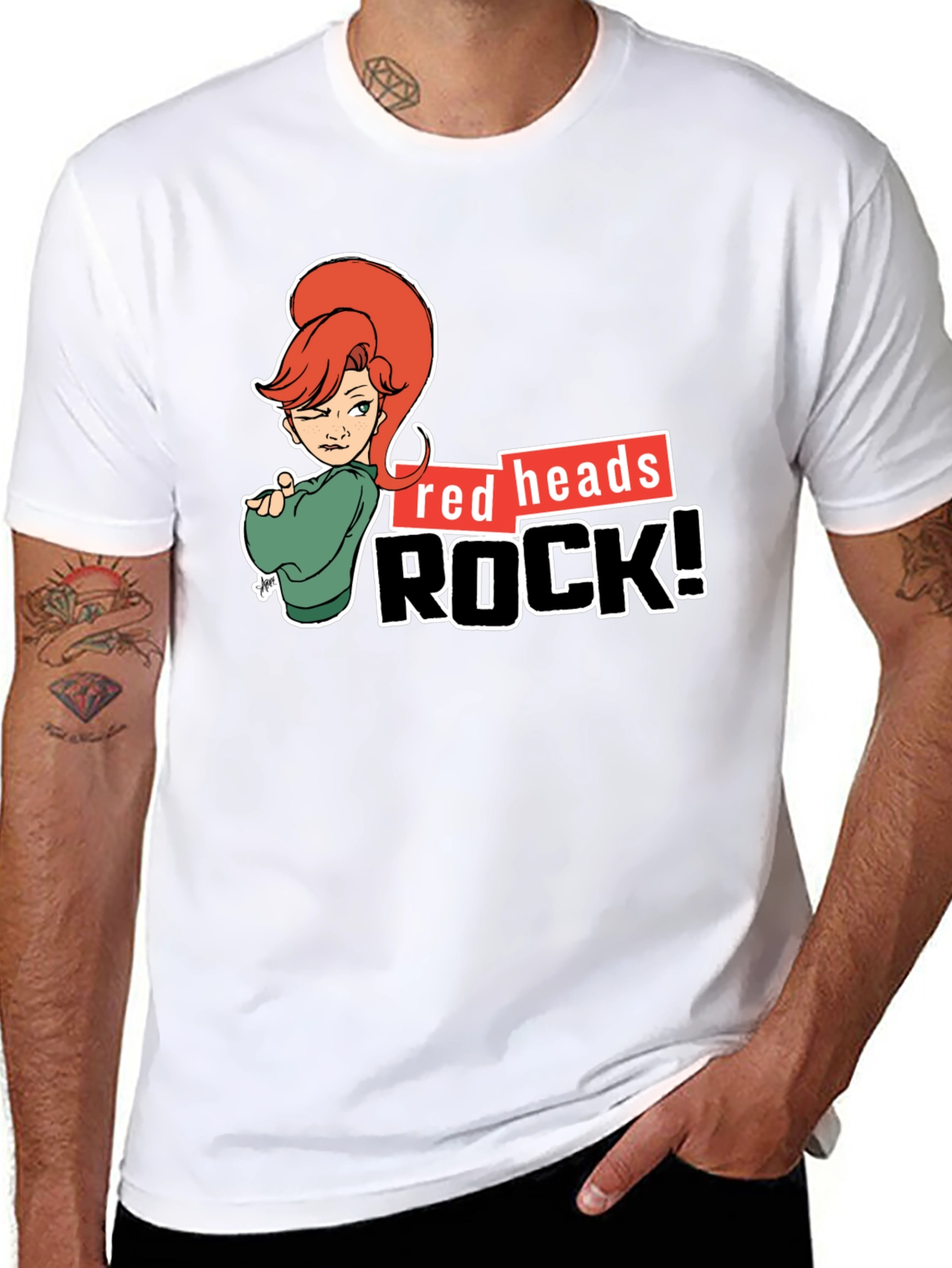 Black Redheads Rock! Graphic T-Shirt view 8