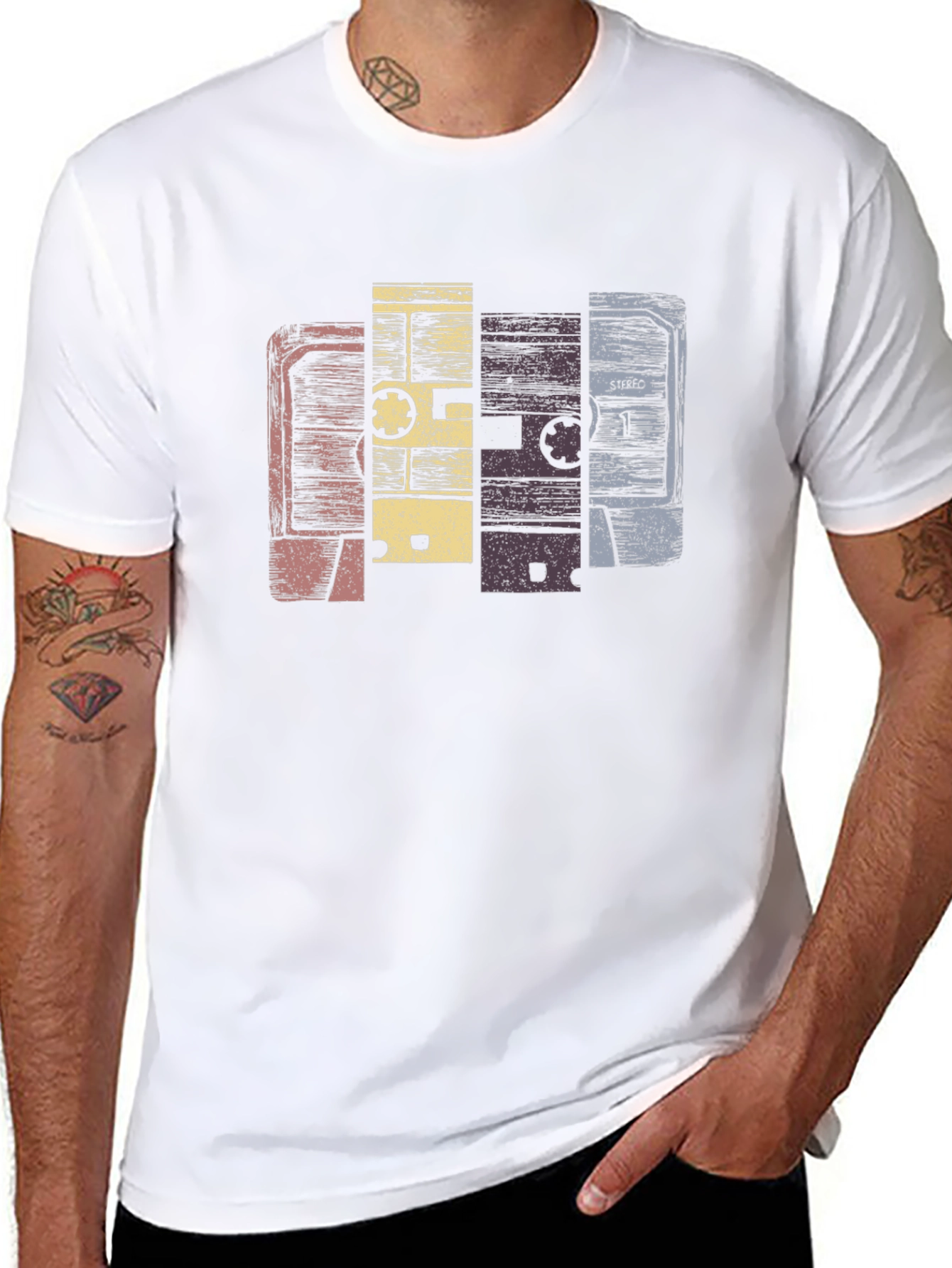 Black Vintage Cassette Tape Graphic T-Shirt view 8