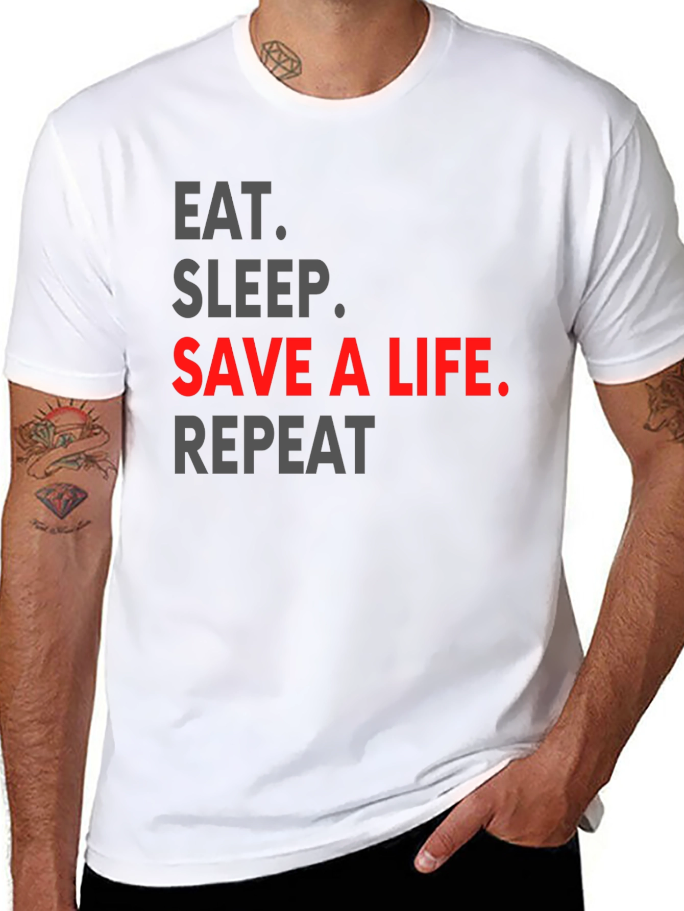 Black Eat Sleep Save a Life Repeat T-Shirt view 8