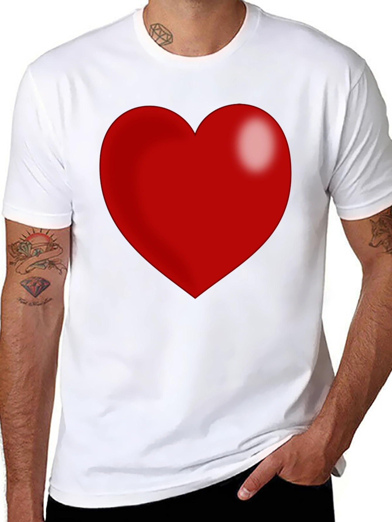 Black Red Heart Graphic Print Black T-Shirt view 8