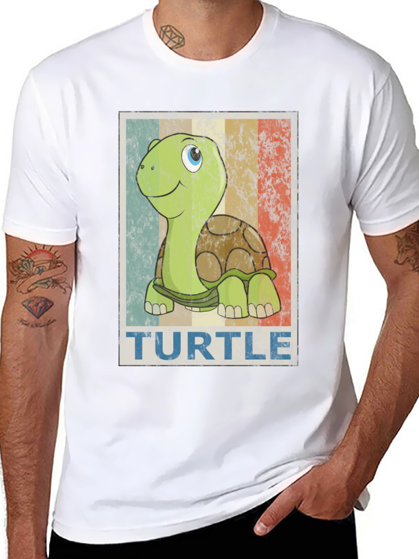 Black Retro Turtle Graphic Tee - Cute Cartoon Animal T-Shirt view 8