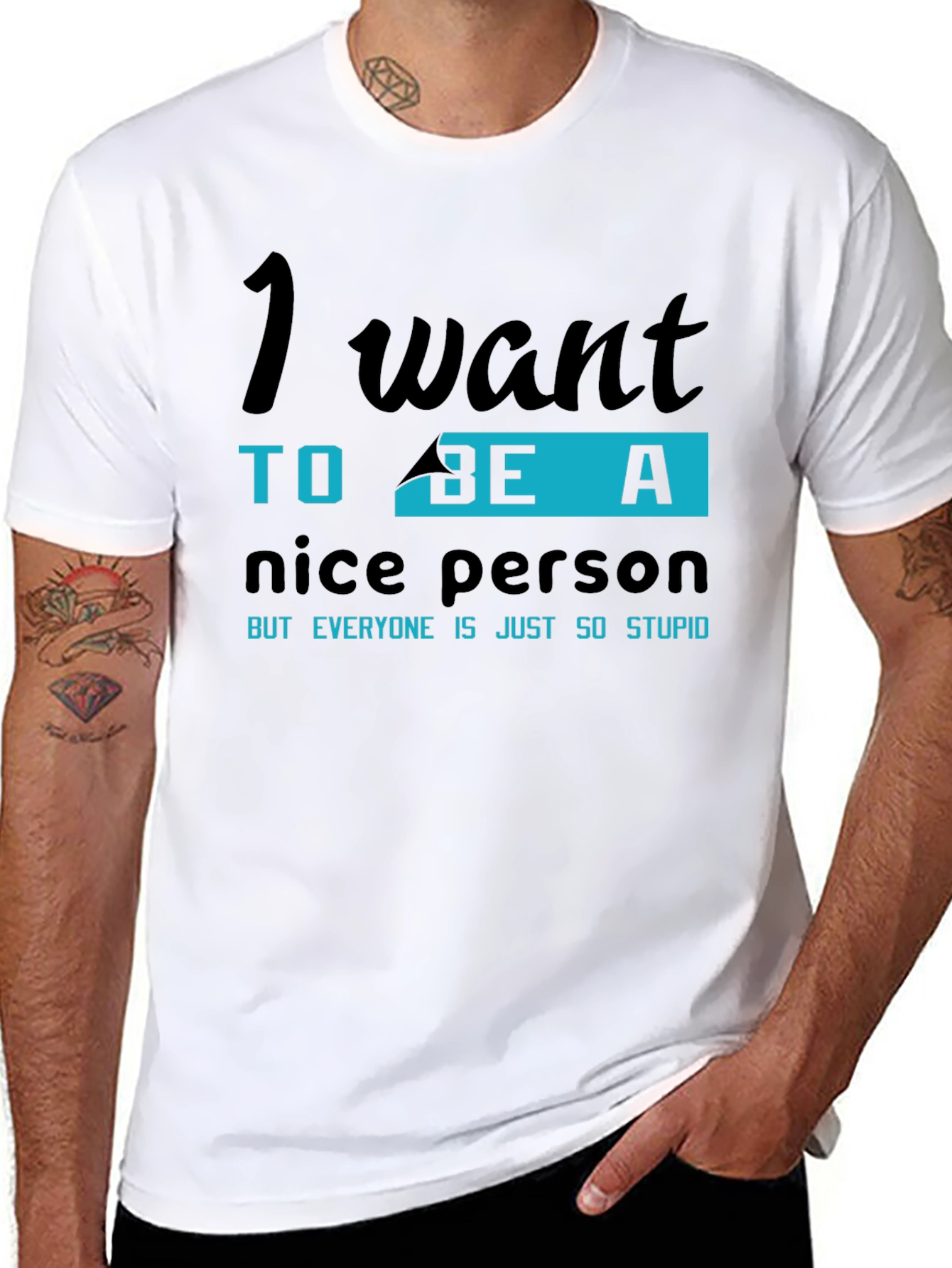 Black Funny "I Want To Be A Nice Person" Graphic Tee view 8
