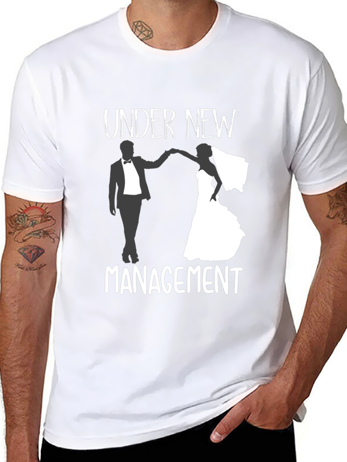 Black Under New Management Wedding T-Shirt view 8