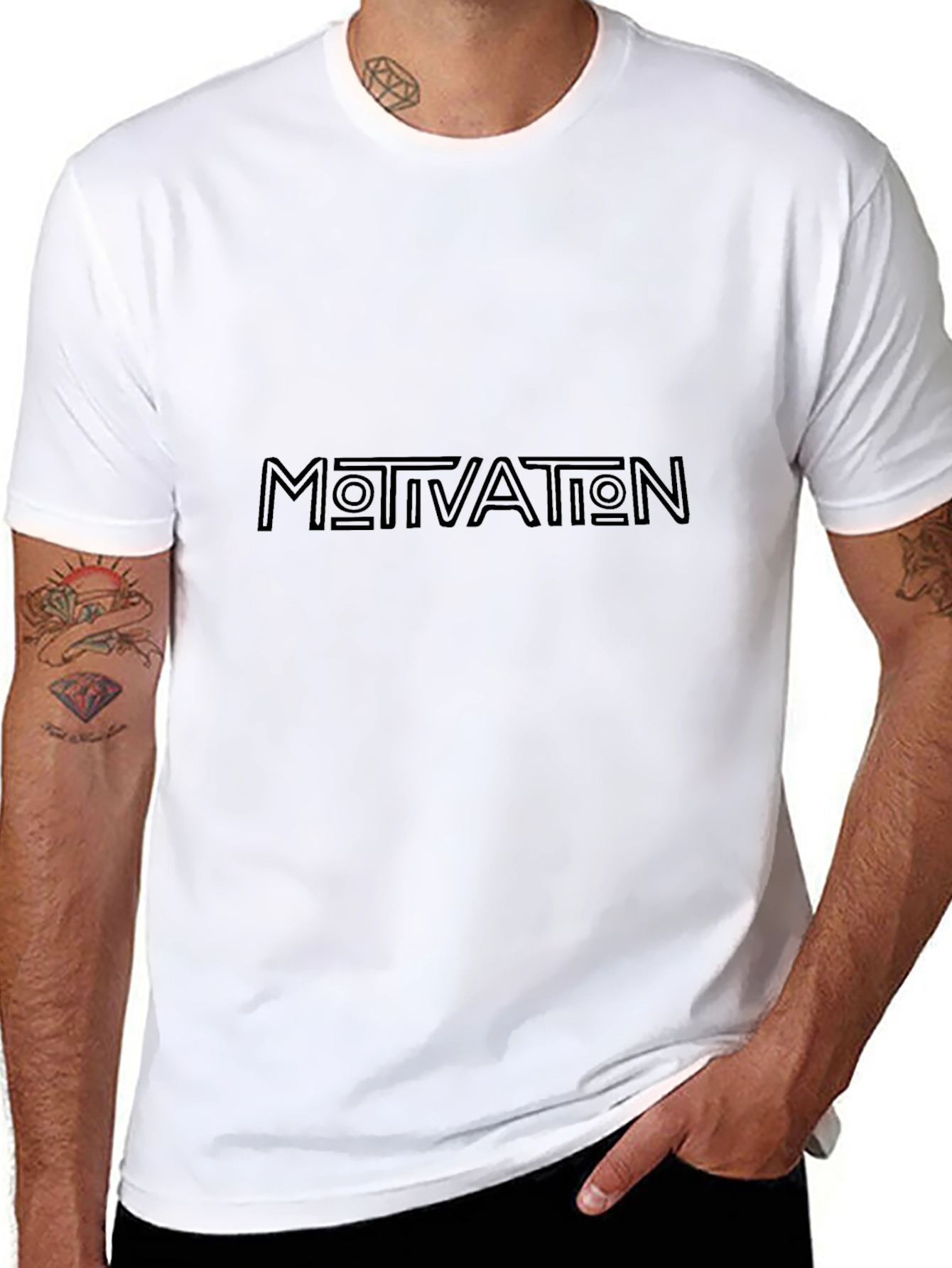 Black Motivation Graphic Print Tee - Black view 8