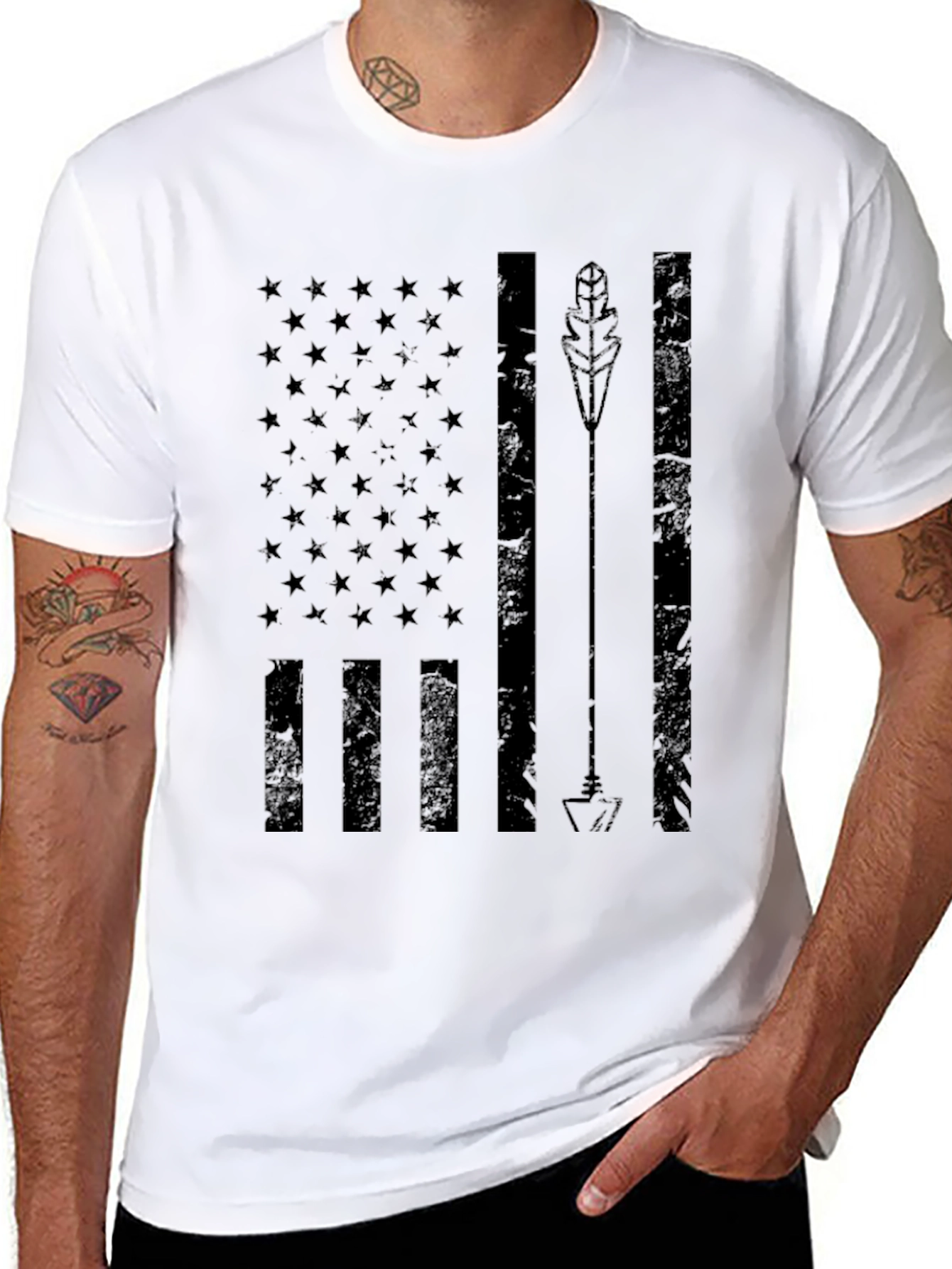 Black American Arrow Flag Graphic Tee - Black view 8