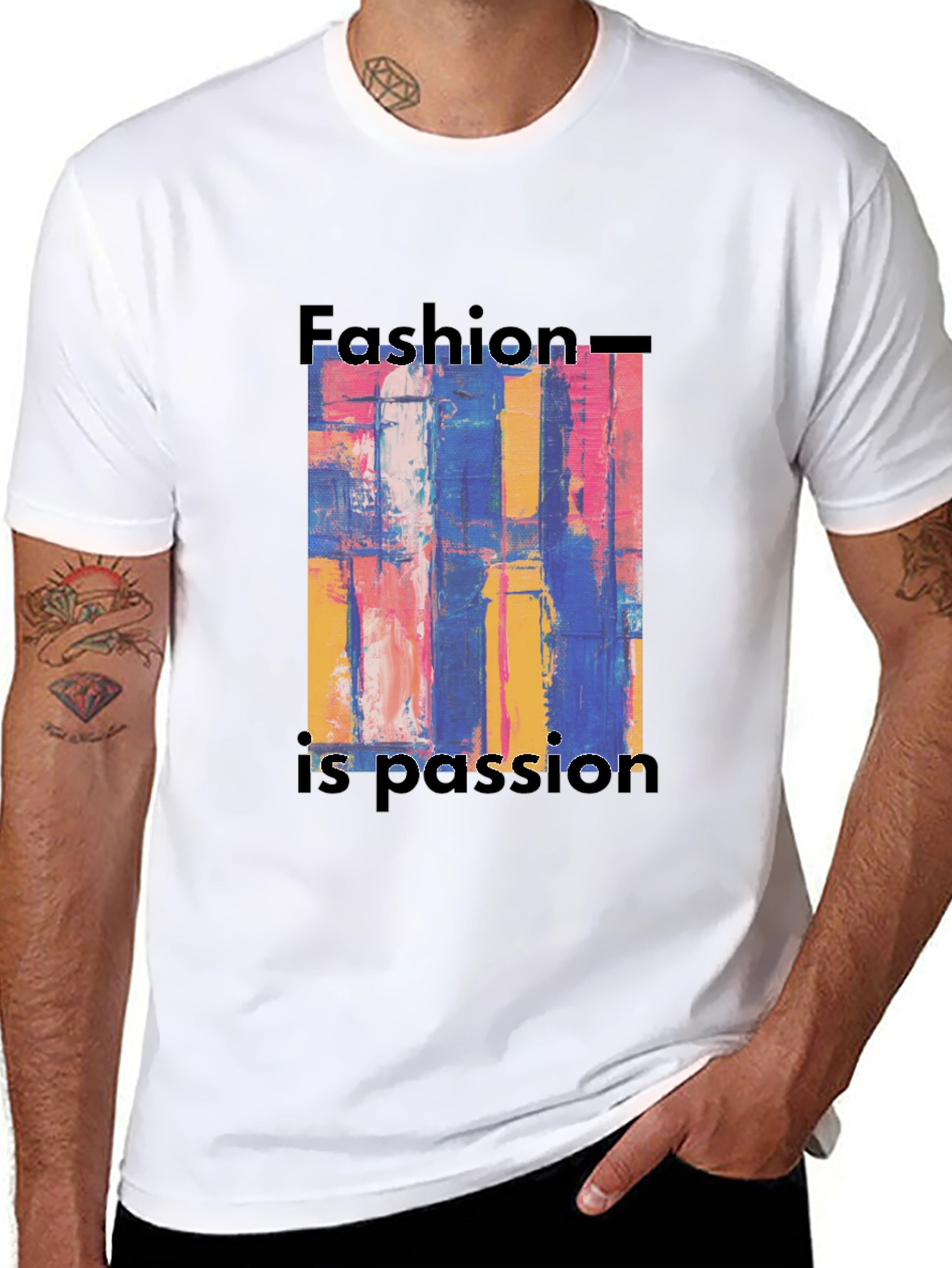 Black Abstract Art Fashion is Passion Graphic Tee view 8