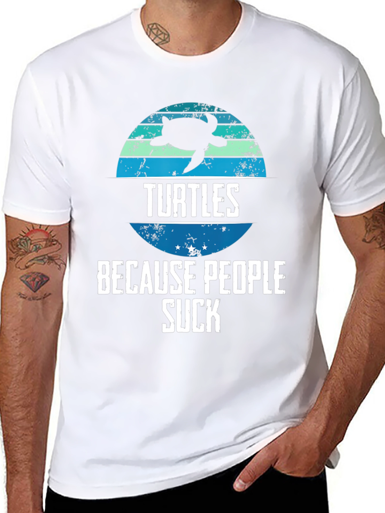 Black Turtles Because People Suck Graphic Tee view 8
