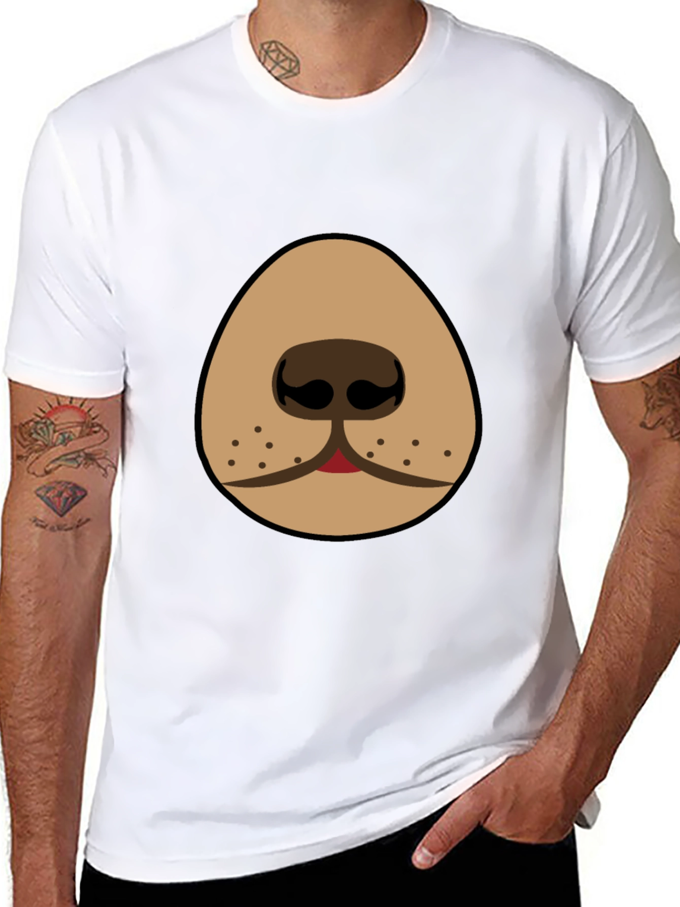 Black Funny Dog Nose Graphic T-Shirt - Black view 8