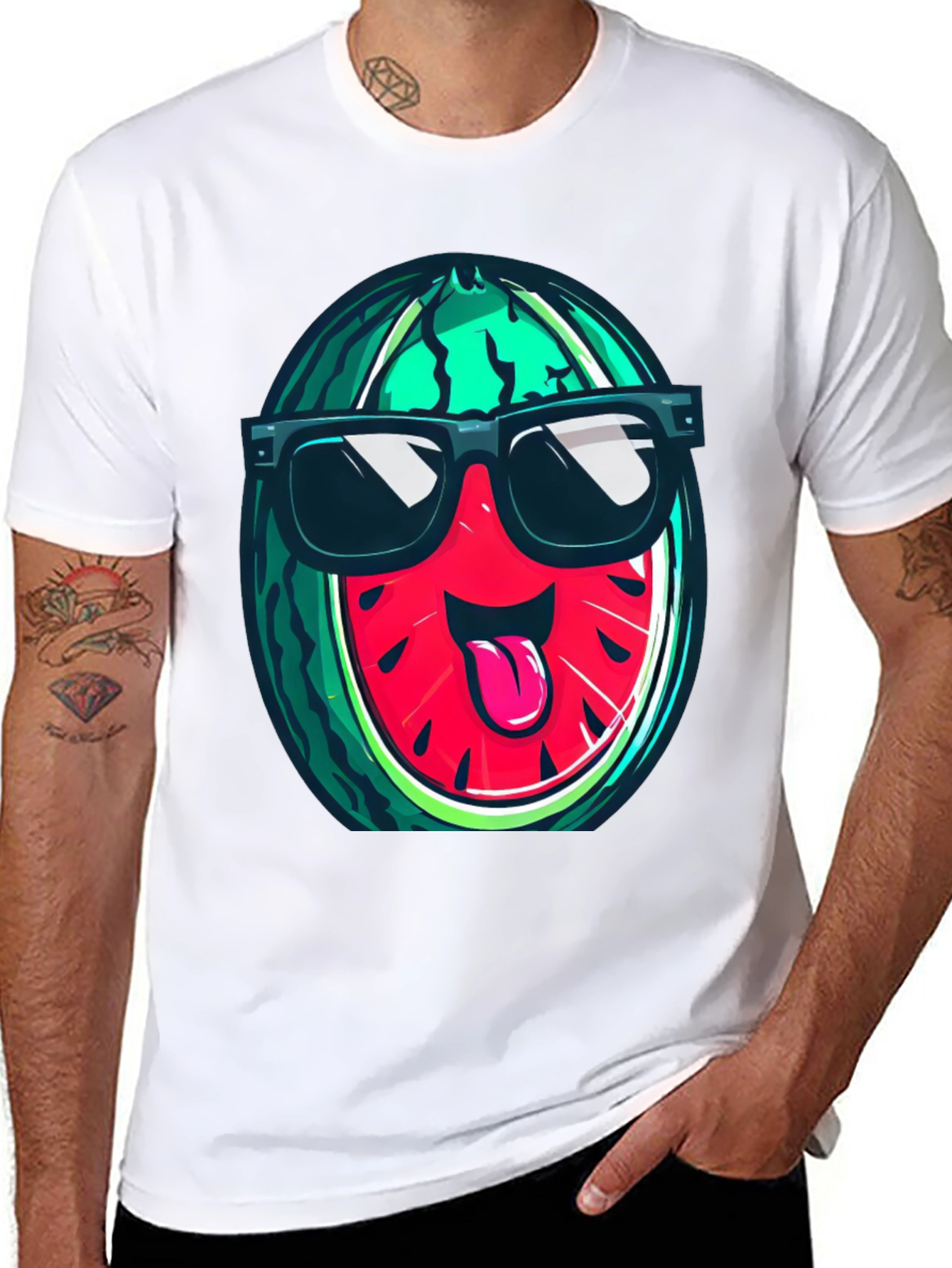 Black Cool Watermelon Graphic T-Shirt view 8