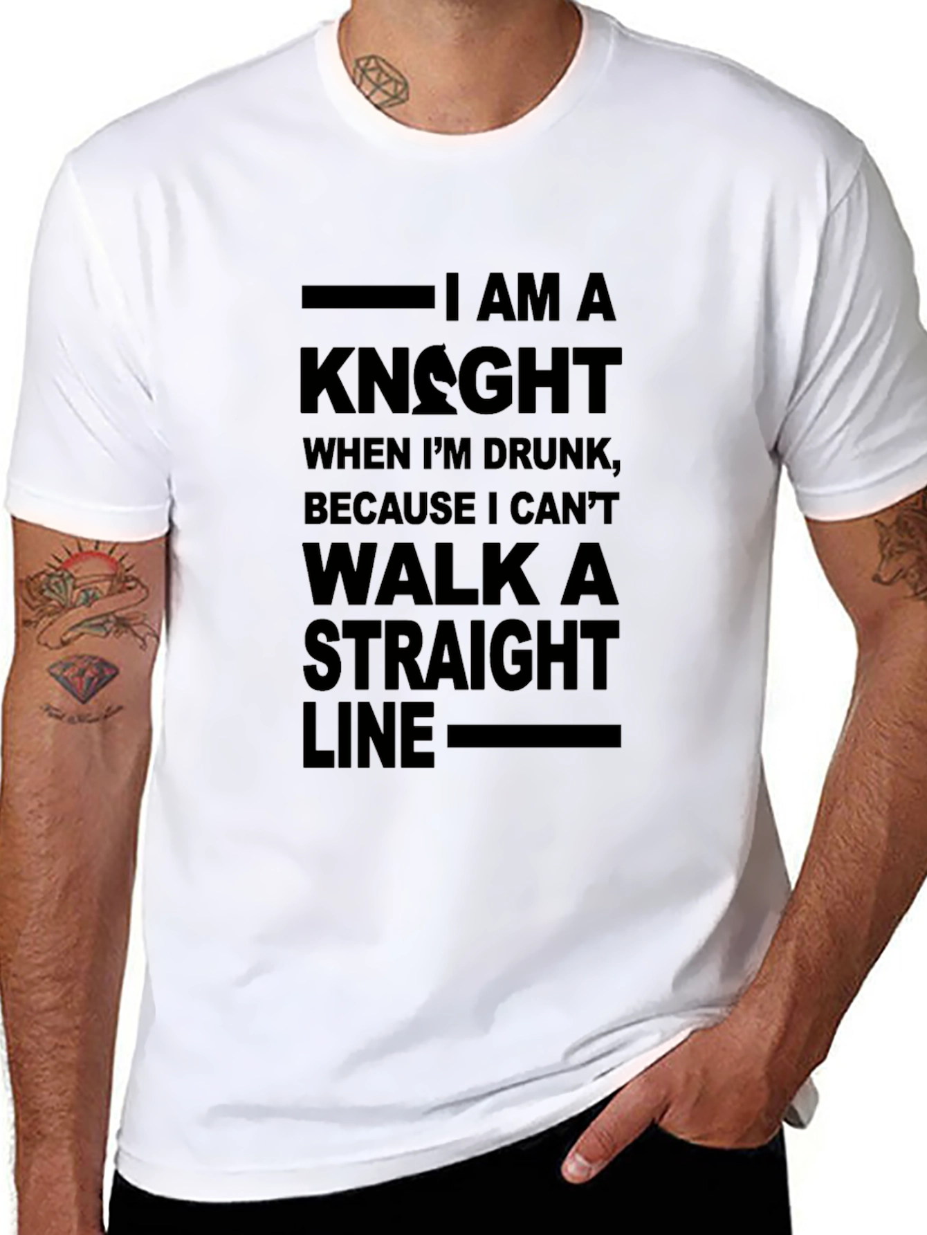 Black I Am A Knight When Drunk T-Shirt view 8