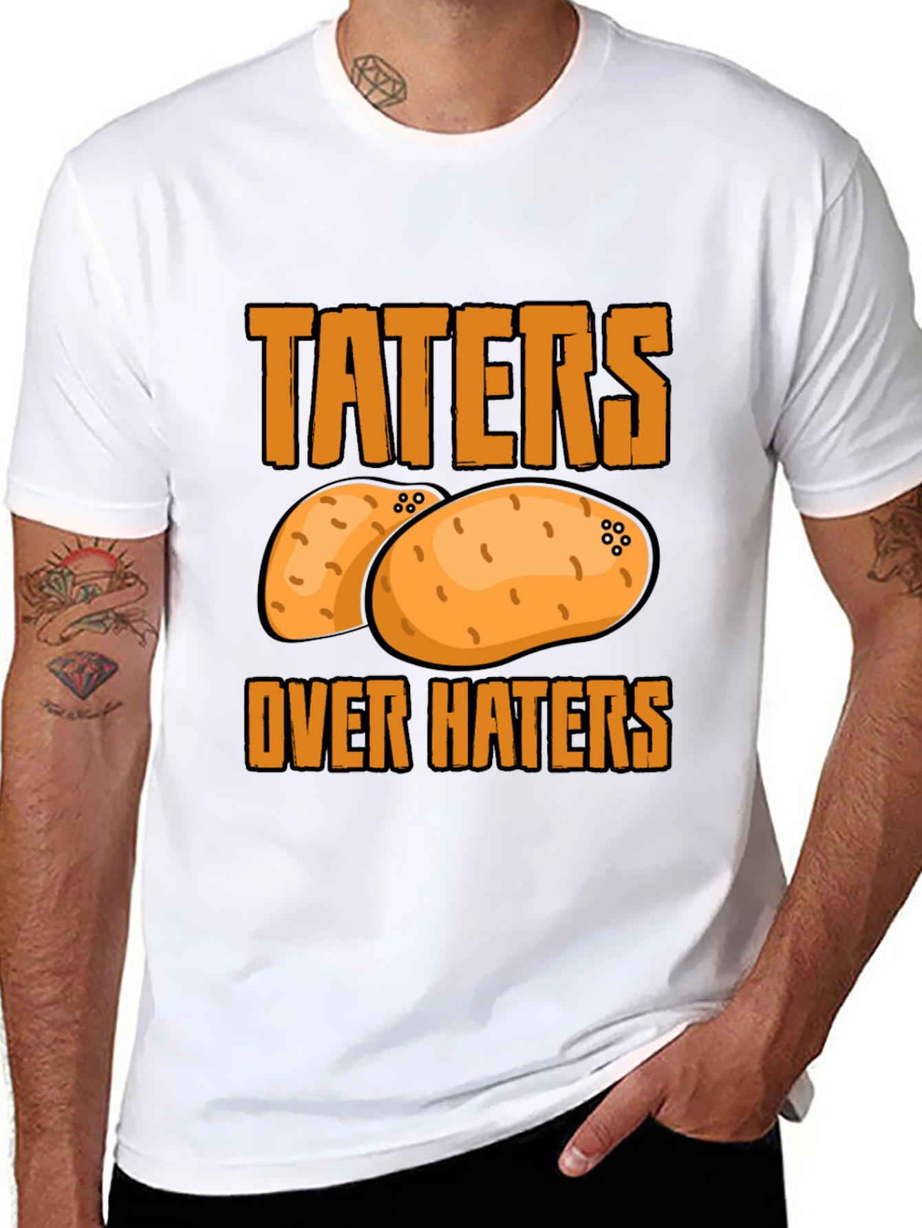 Black Taters Over Haters Graphic Tee view 8