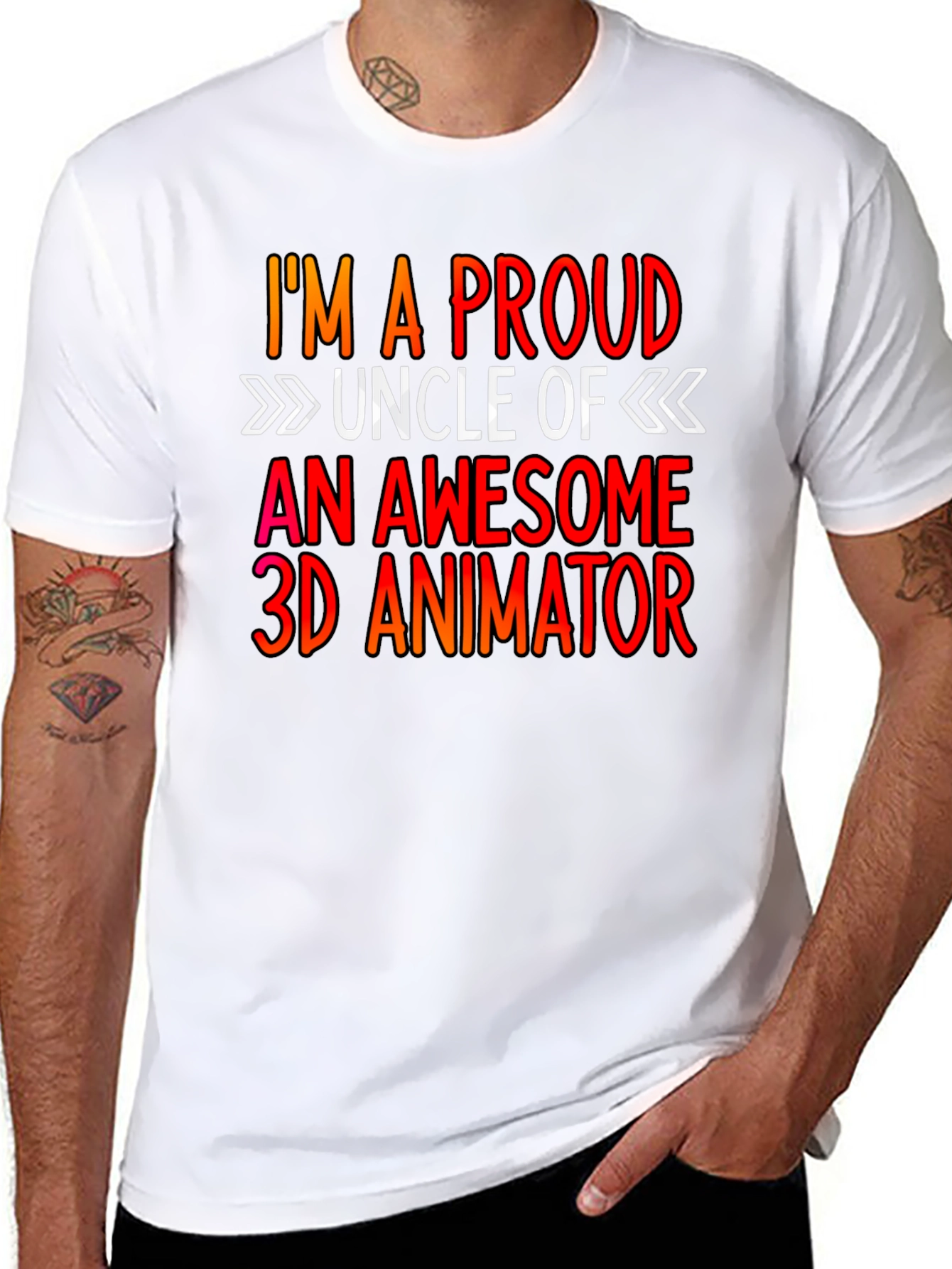 Black Proud Uncle 3D Animator T-Shirt view 8