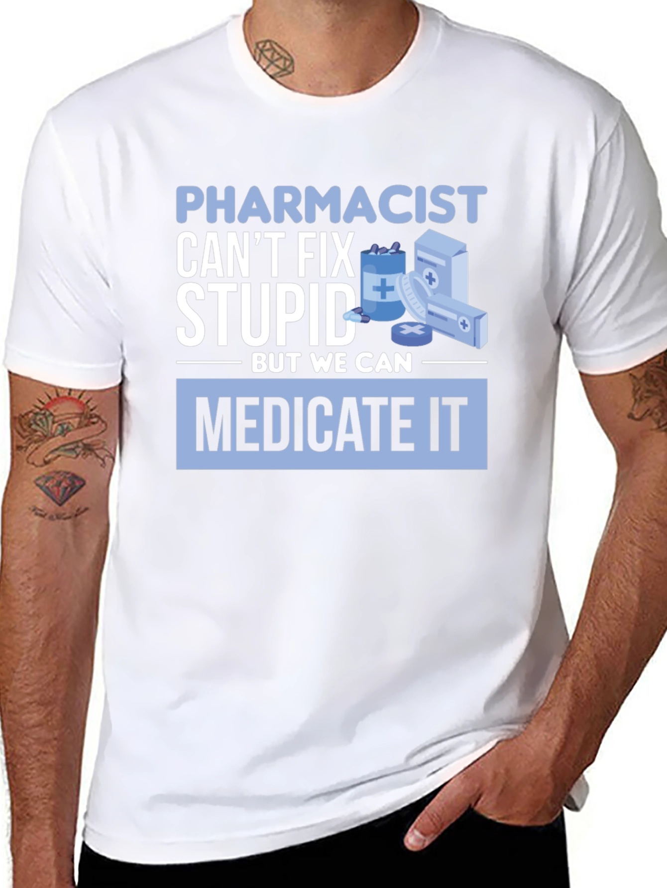 Black Pharmacist Can't Fix Stupid T-Shirt view 8