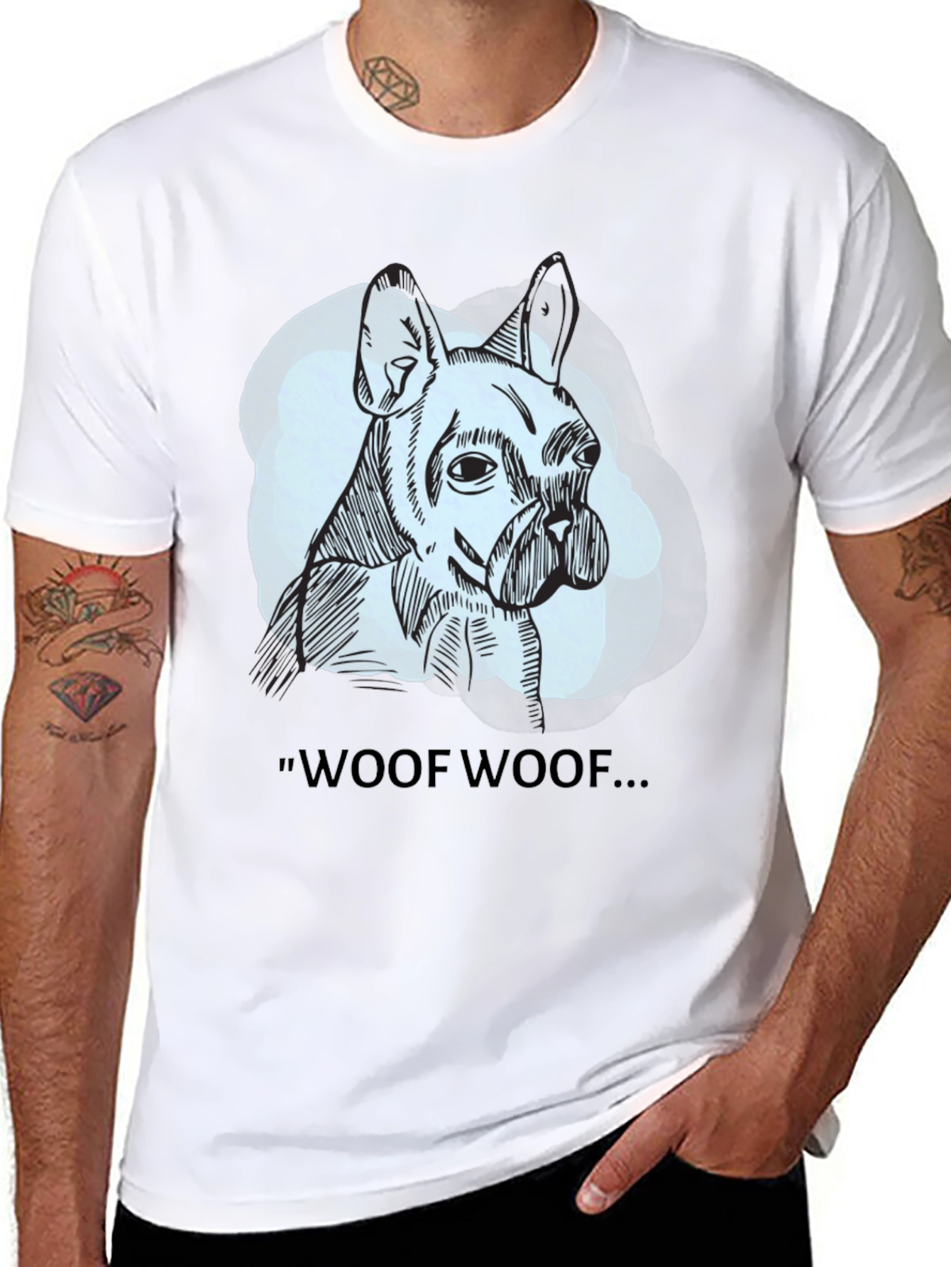 Black Woof Woof Dog Graphic Tee - Black view 8