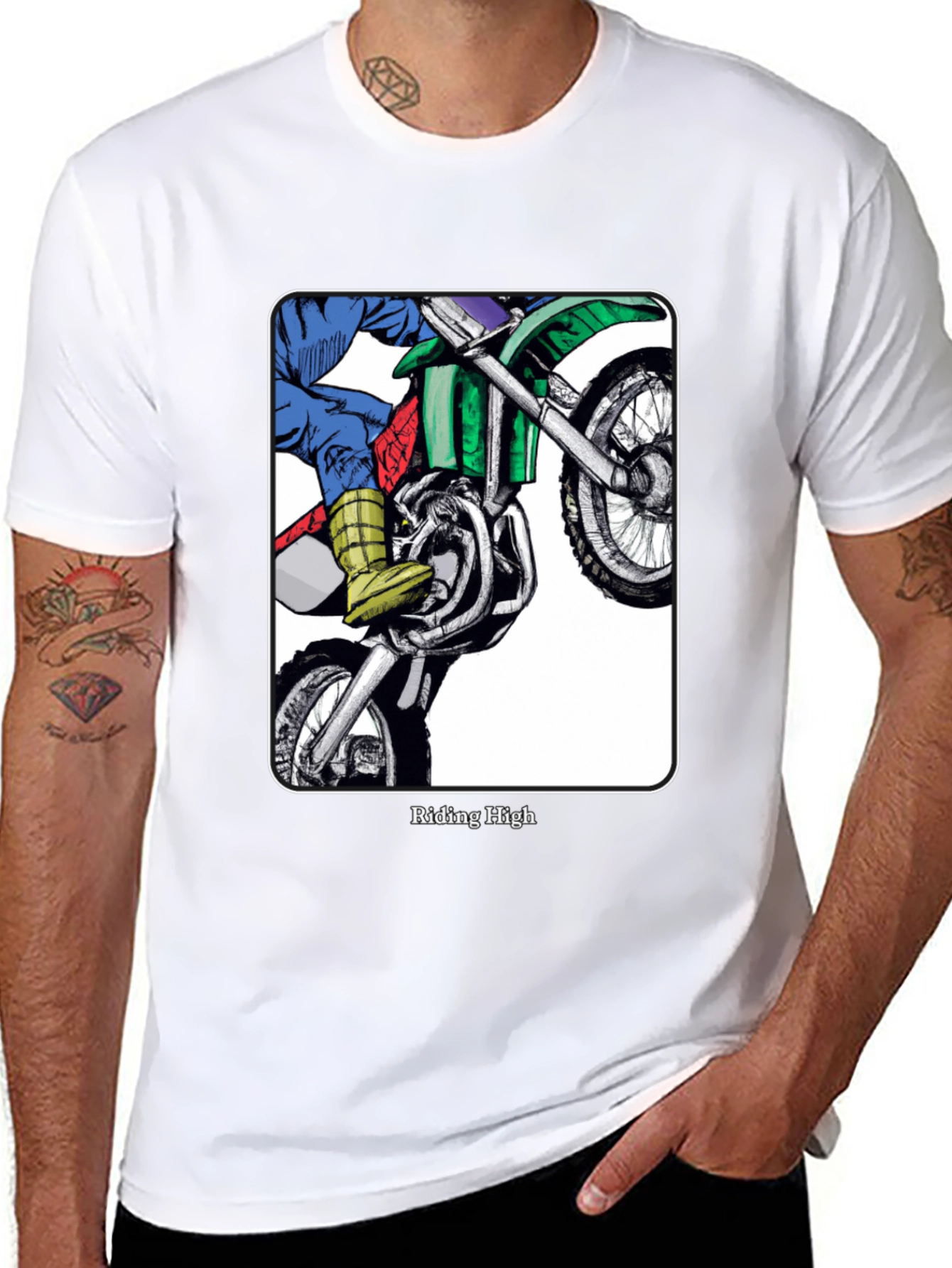 Black Riding High Motorcycle Graphic Tee - Black view 8