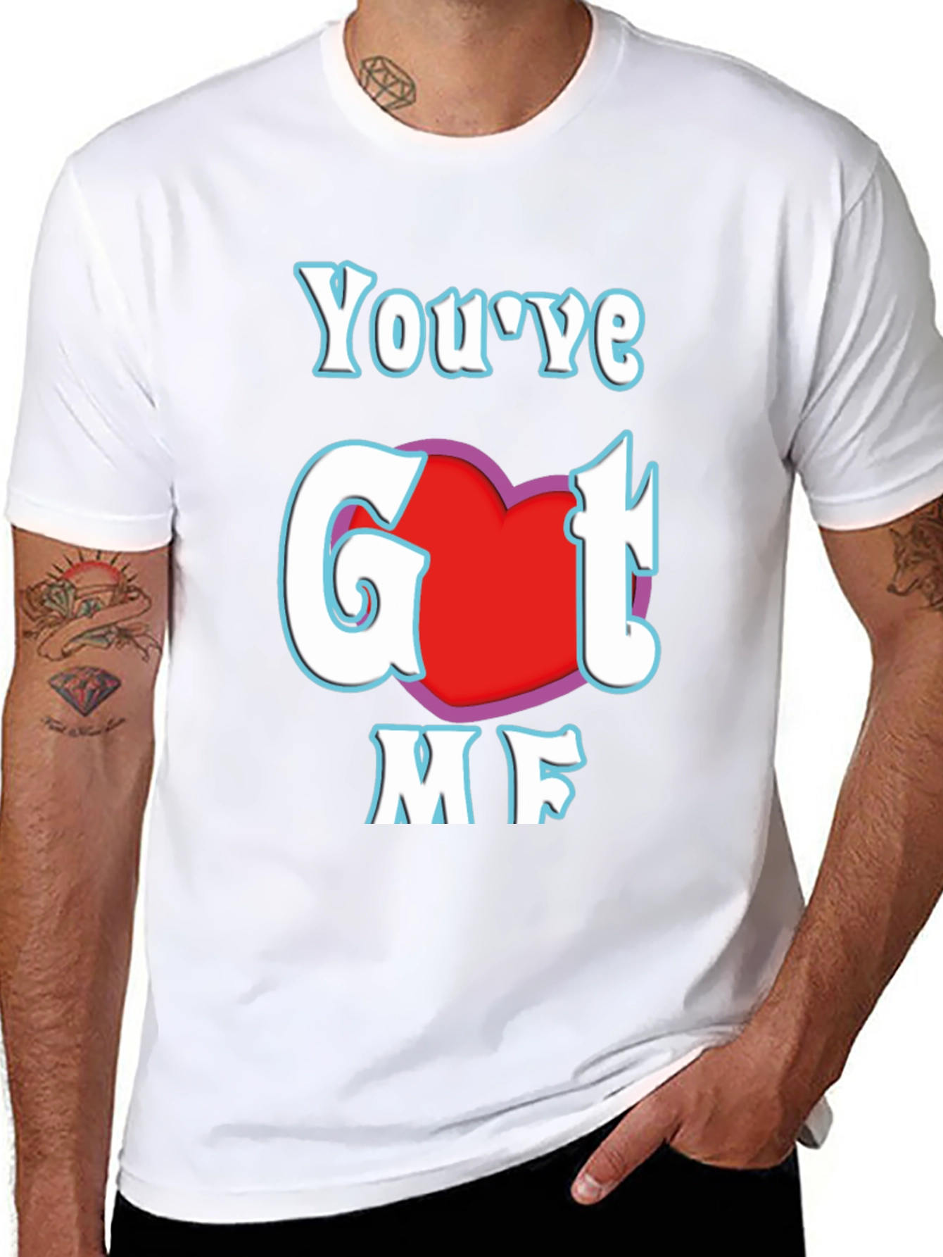 Black You've Got Me T-Shirt - Red Heart Design view 8