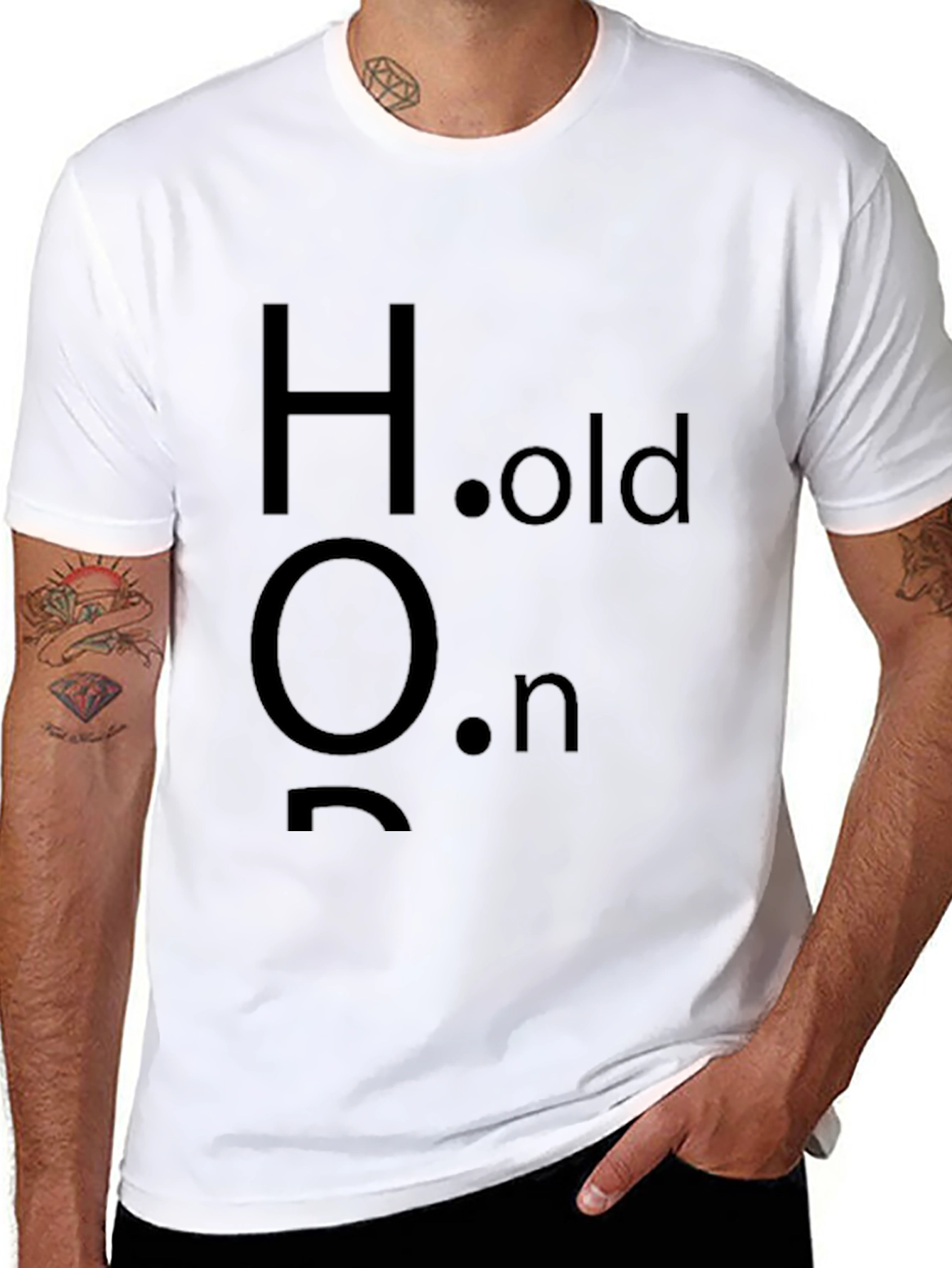 Black Hold On Men's Black T-Shirt view 8