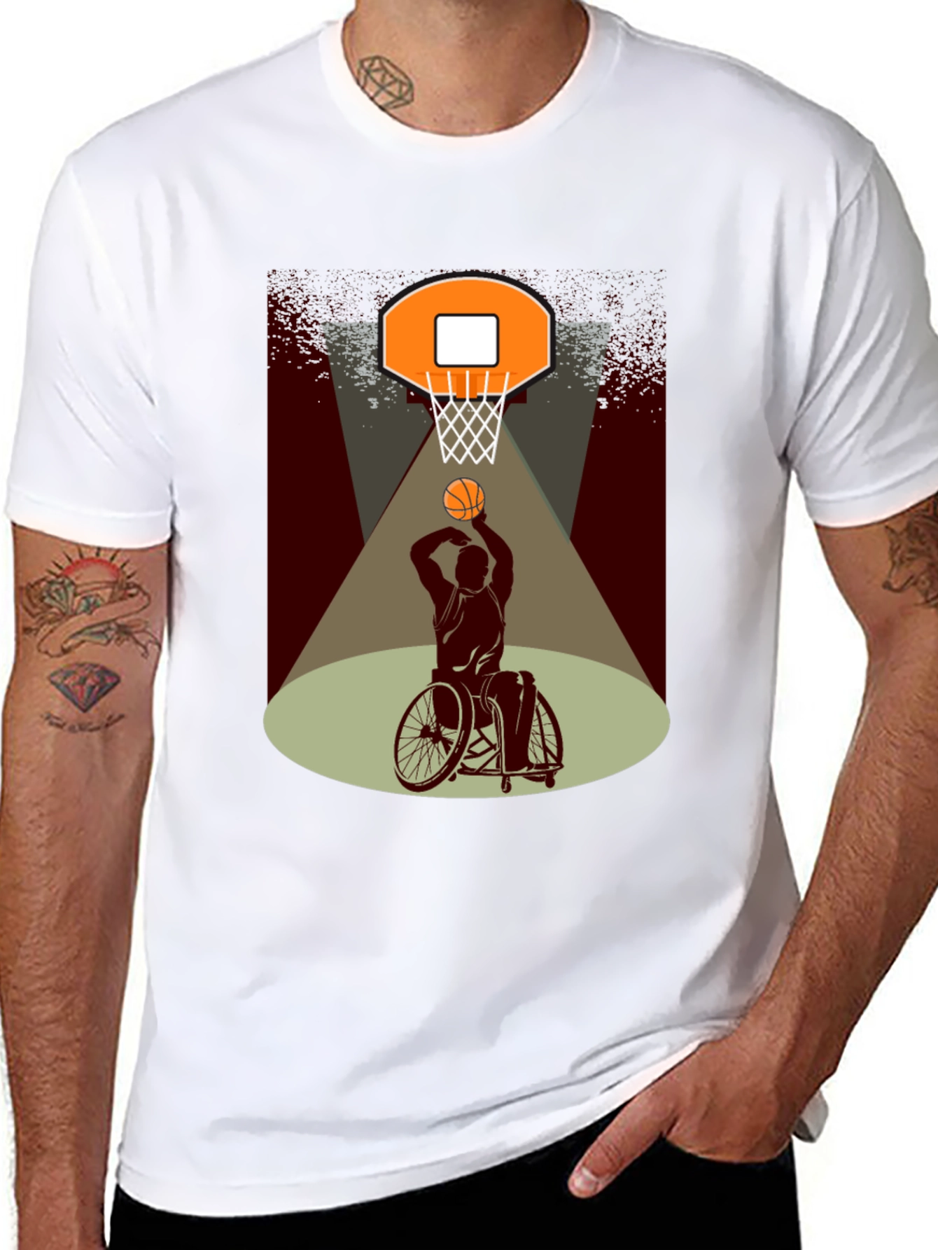 Black Wheelchair Basketball Graphic T-Shirt view 8
