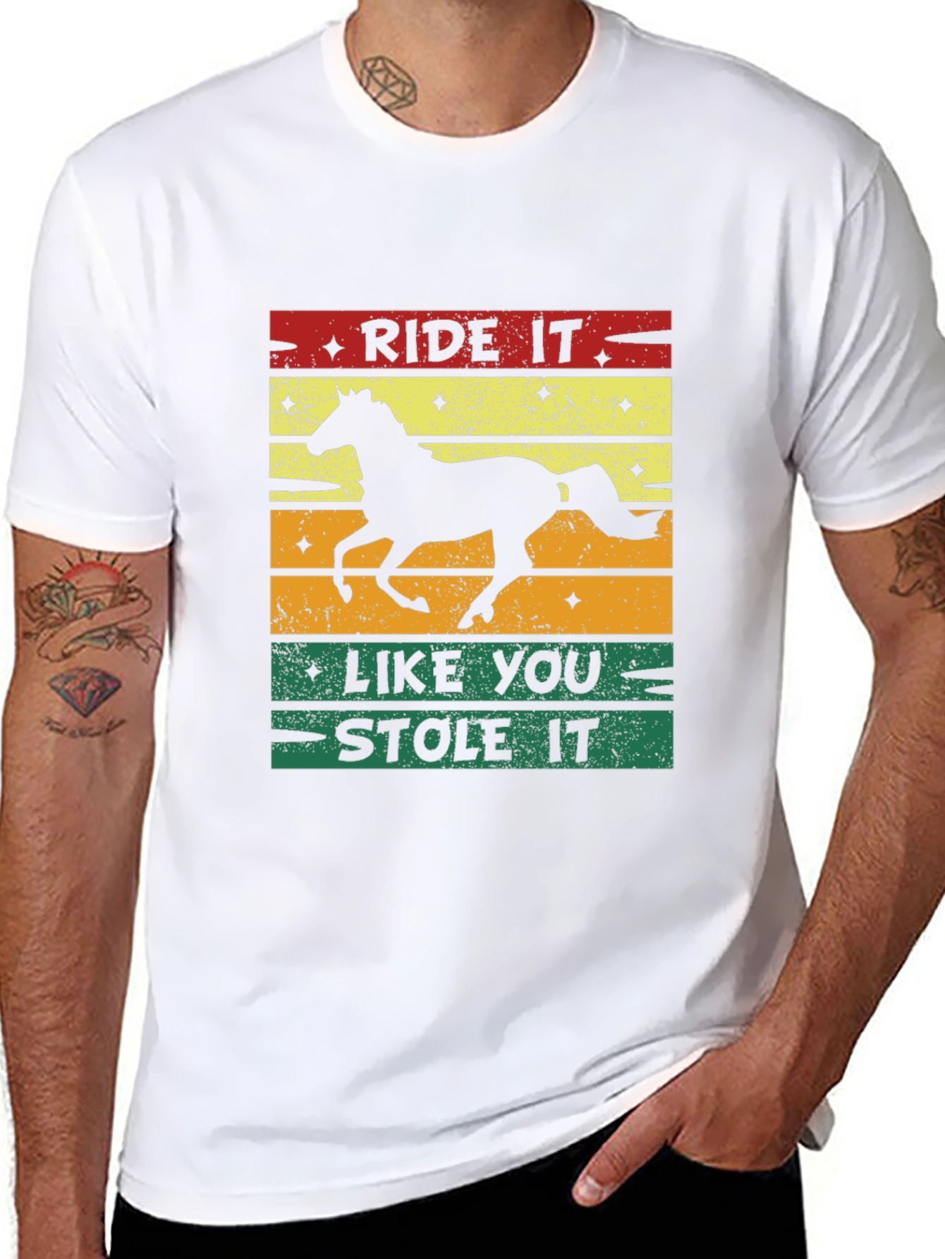 Black Ride It Like You Stole It Horse Graphic T-Shirt view 8
