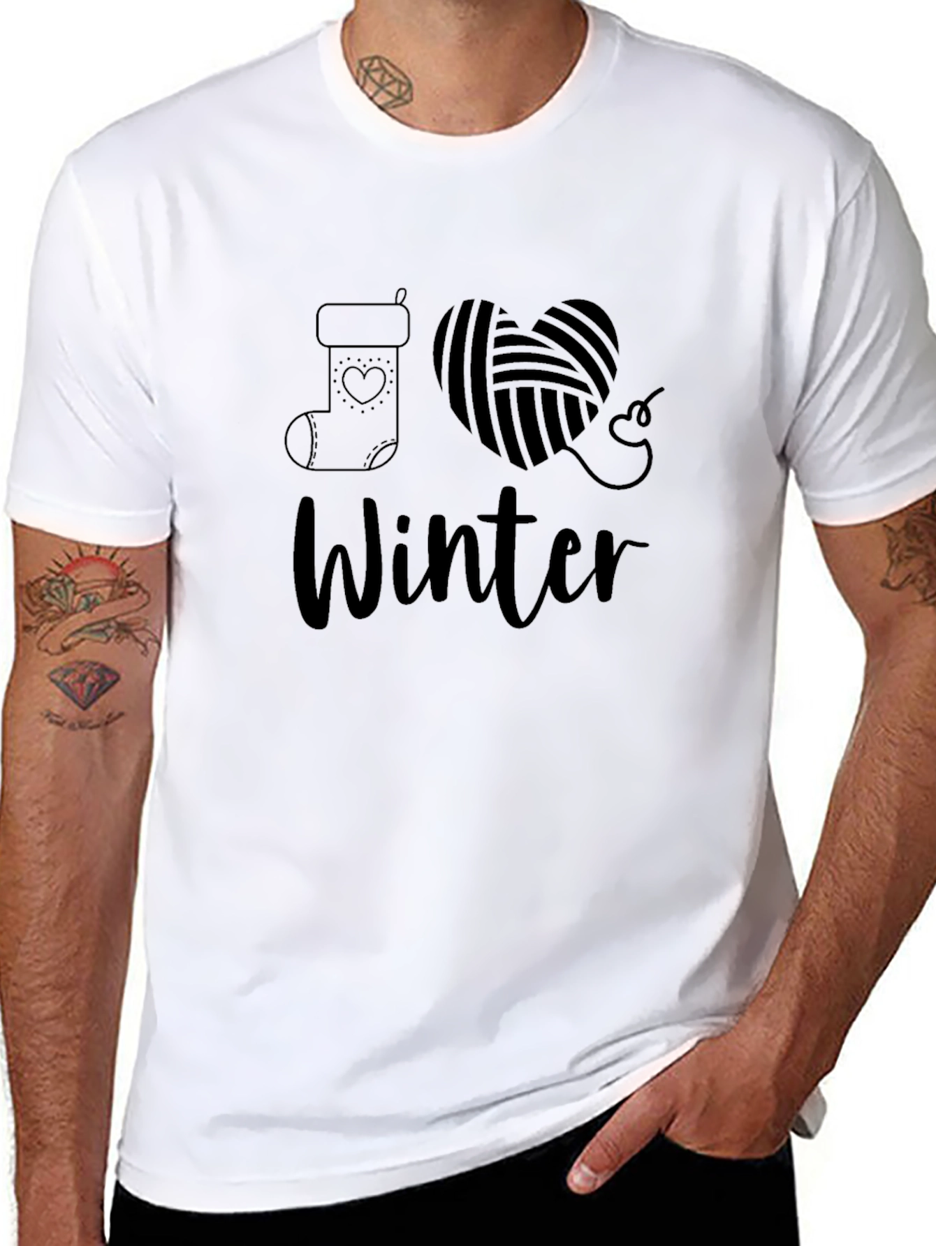 Black I Love Winter Black T-Shirt Holiday Season Apparel view 8