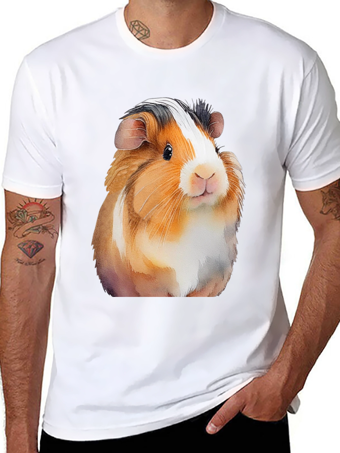 Black Guinea Pig Graphic T-Shirt - Men's Black Tee view 8
