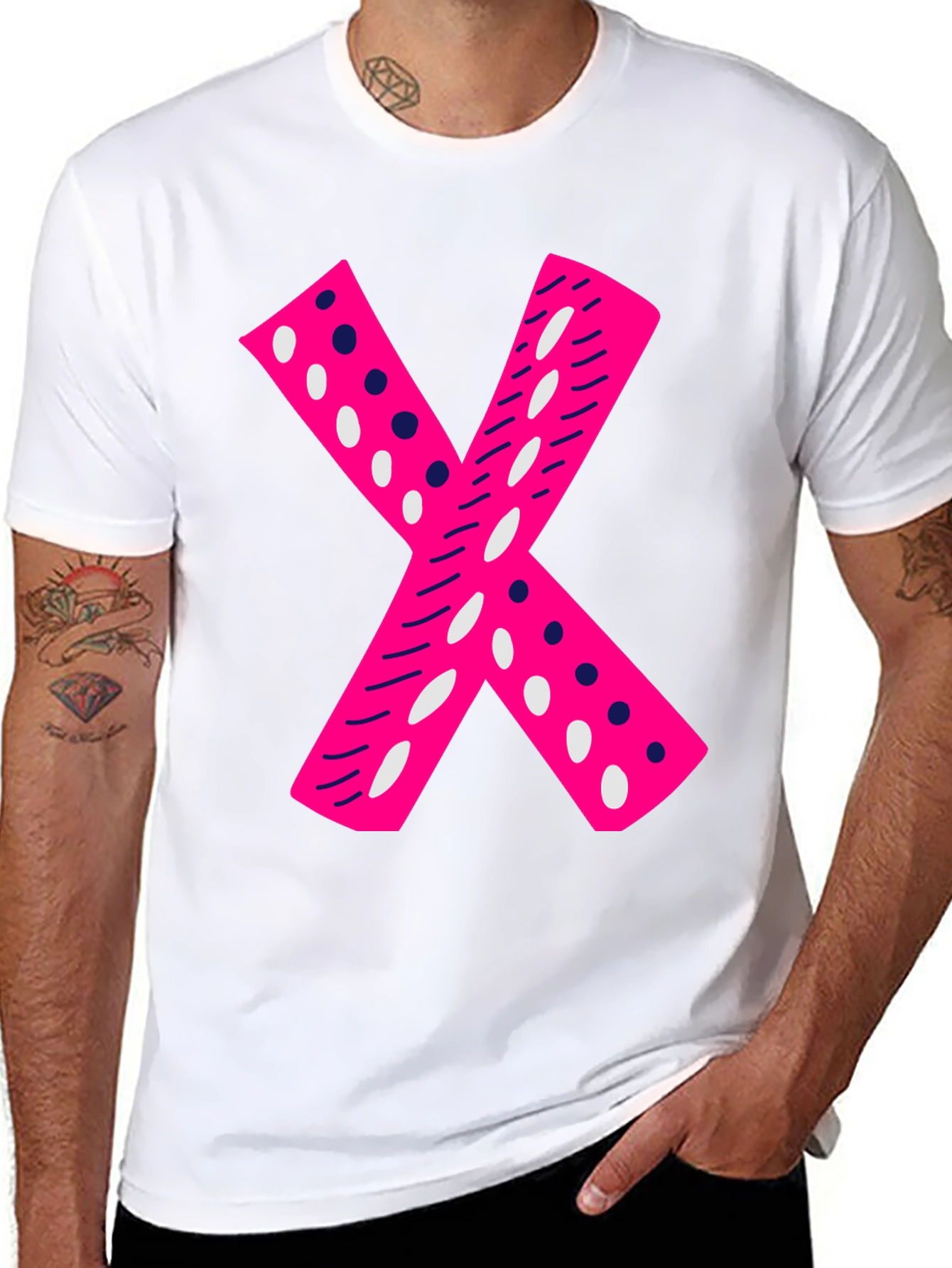 Black Pink X Graphic Tee - Casual Black T-Shirt view 8