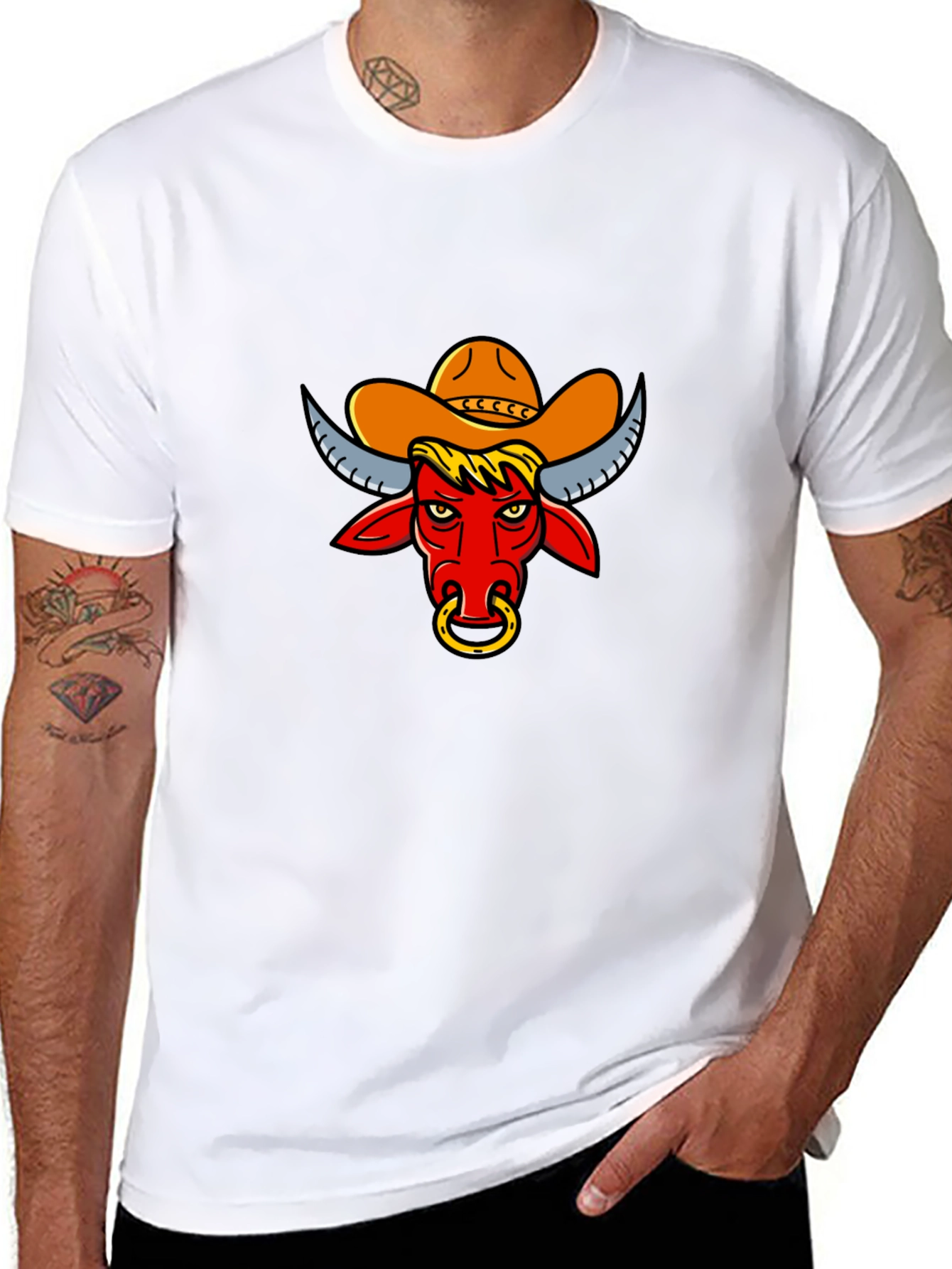Black Cowboy Bull Graphic Tee - Black view 8