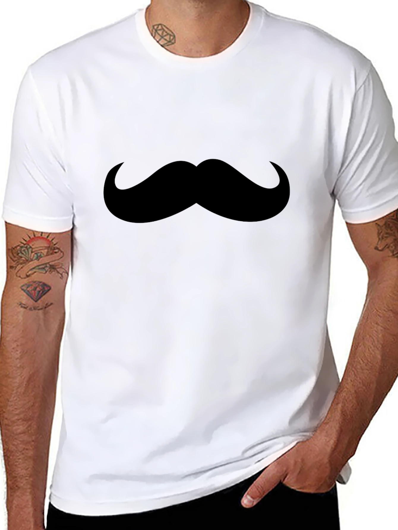 Black Mustache Graphic Tee - Men's Black T-Shirt view 8