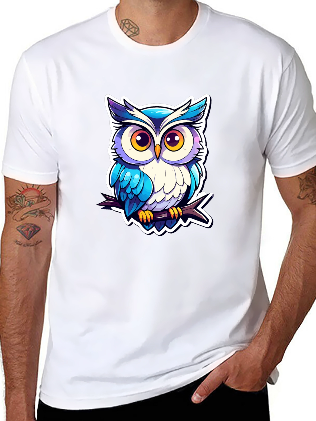 Black Cool Owl Graphic Tee - Unique Design! view 8