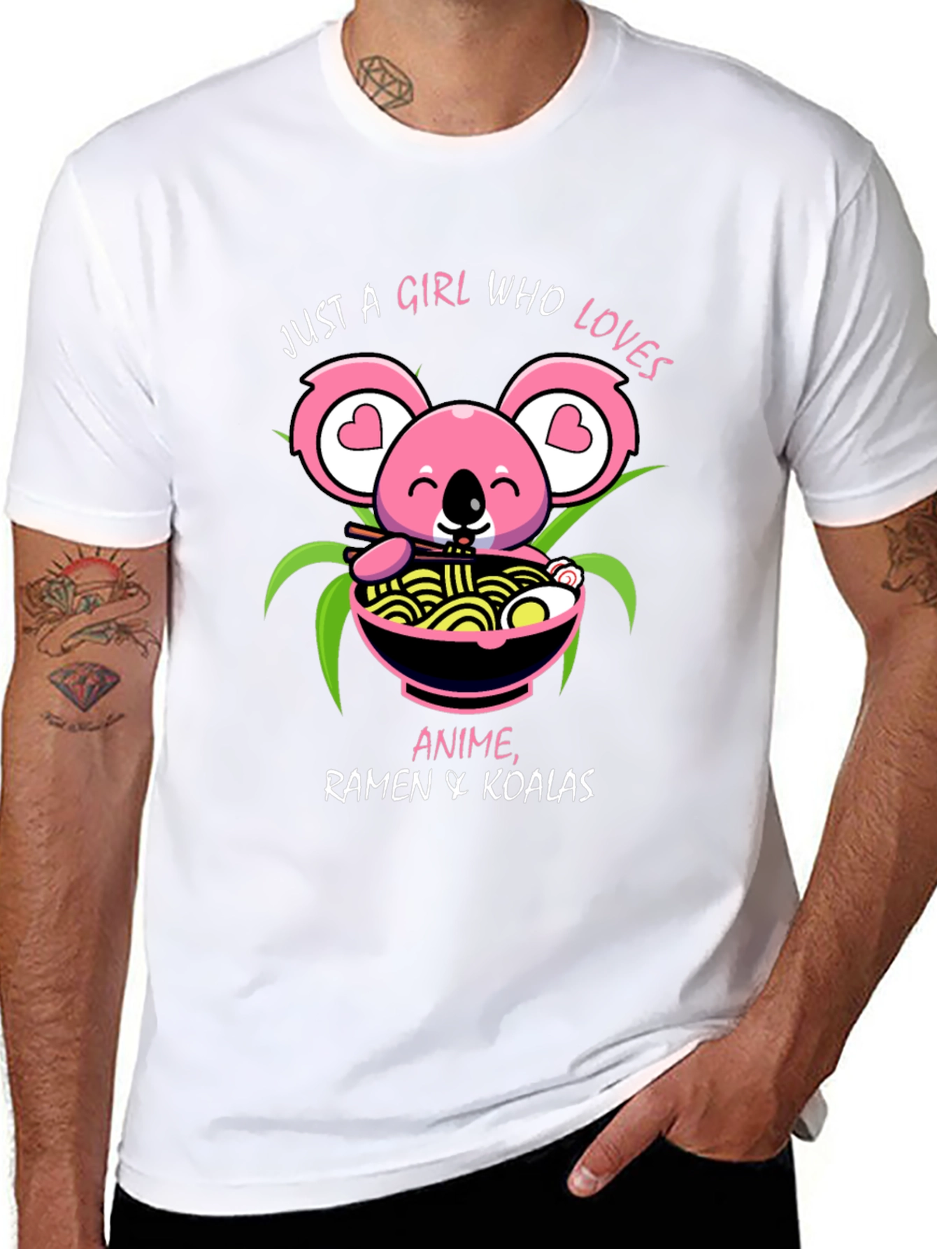 Black Anime Ramen Koala T-Shirt view 8