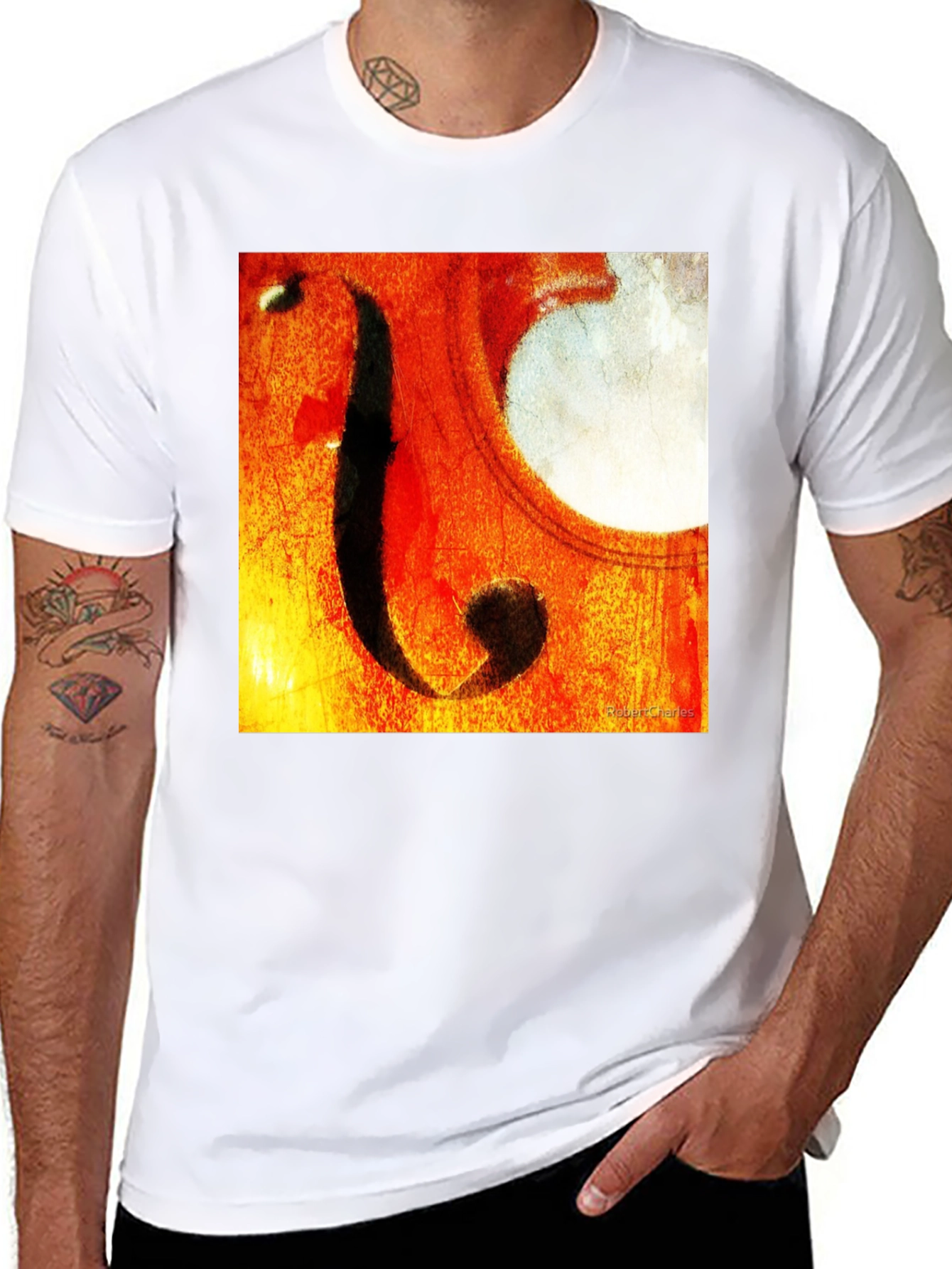 Black Abstract Cello F-Hole Graphic T-Shirt view 8