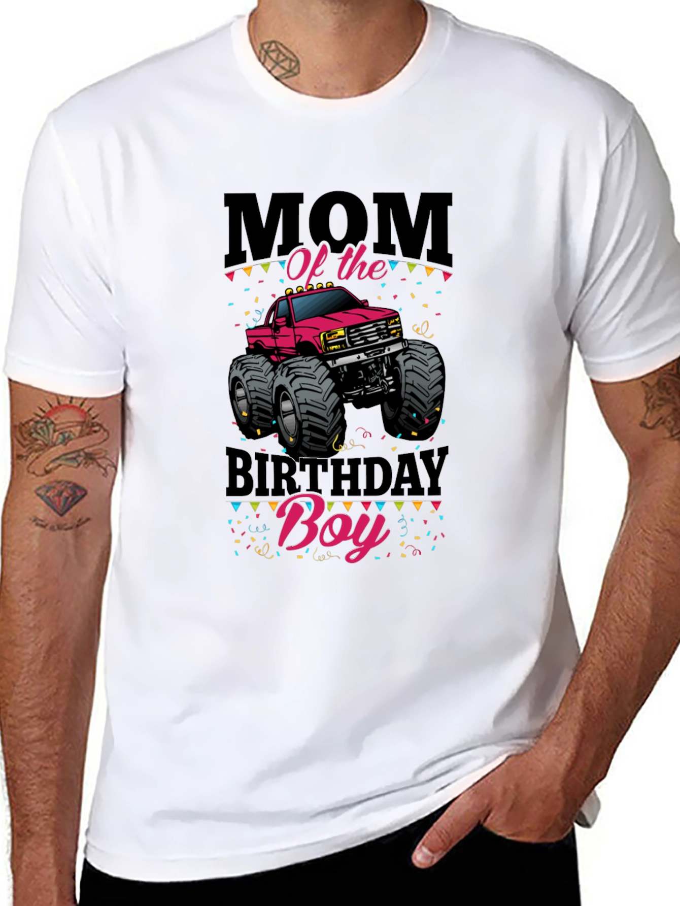 Black Mom of the Birthday Boy Monster Truck T-Shirt view 8