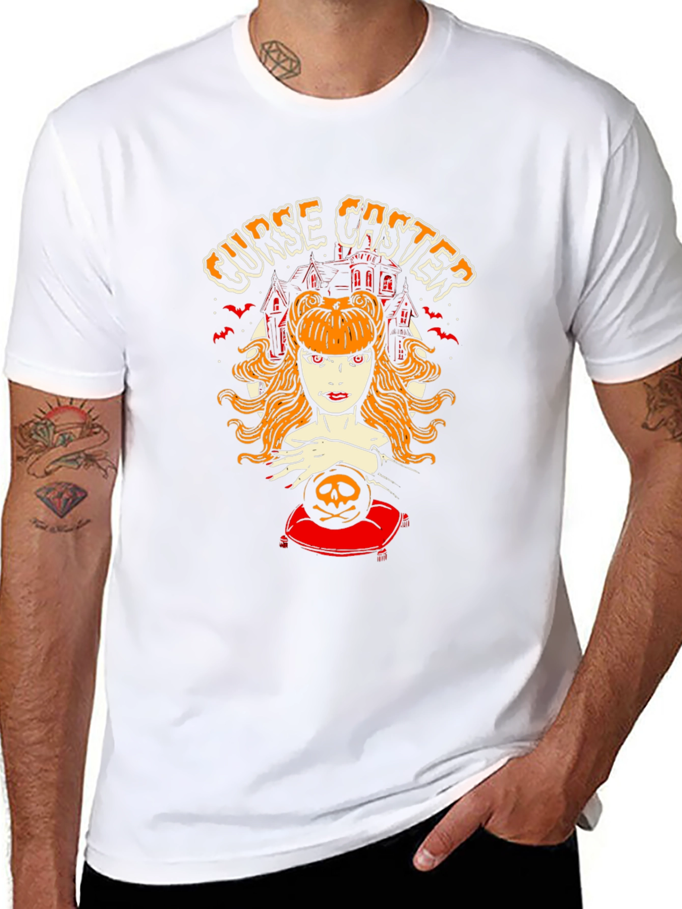 Black Curse Caster Graphic T-Shirt - Halloween Witch Tee view 8