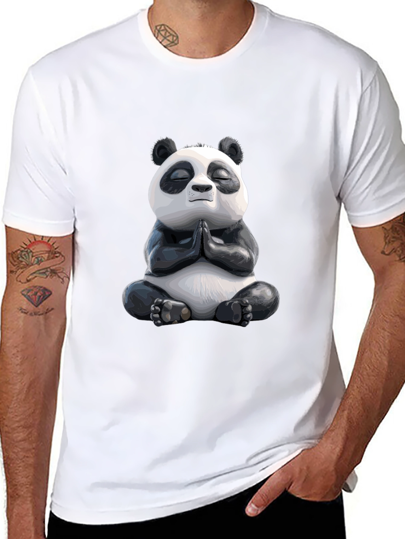 Black Meditating Panda Graphic Tee - Zen Vibes view 8