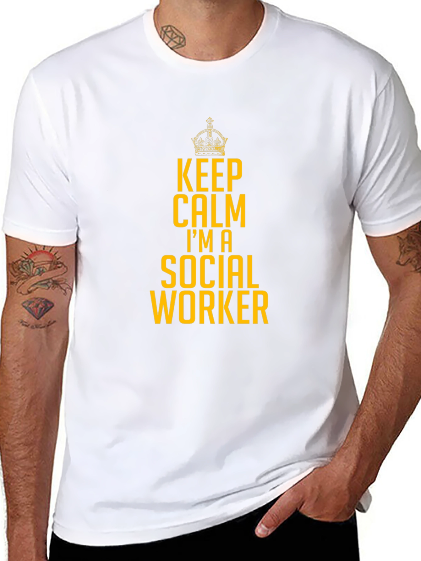 Black Keep Calm I'm a Social Worker Tee view 8
