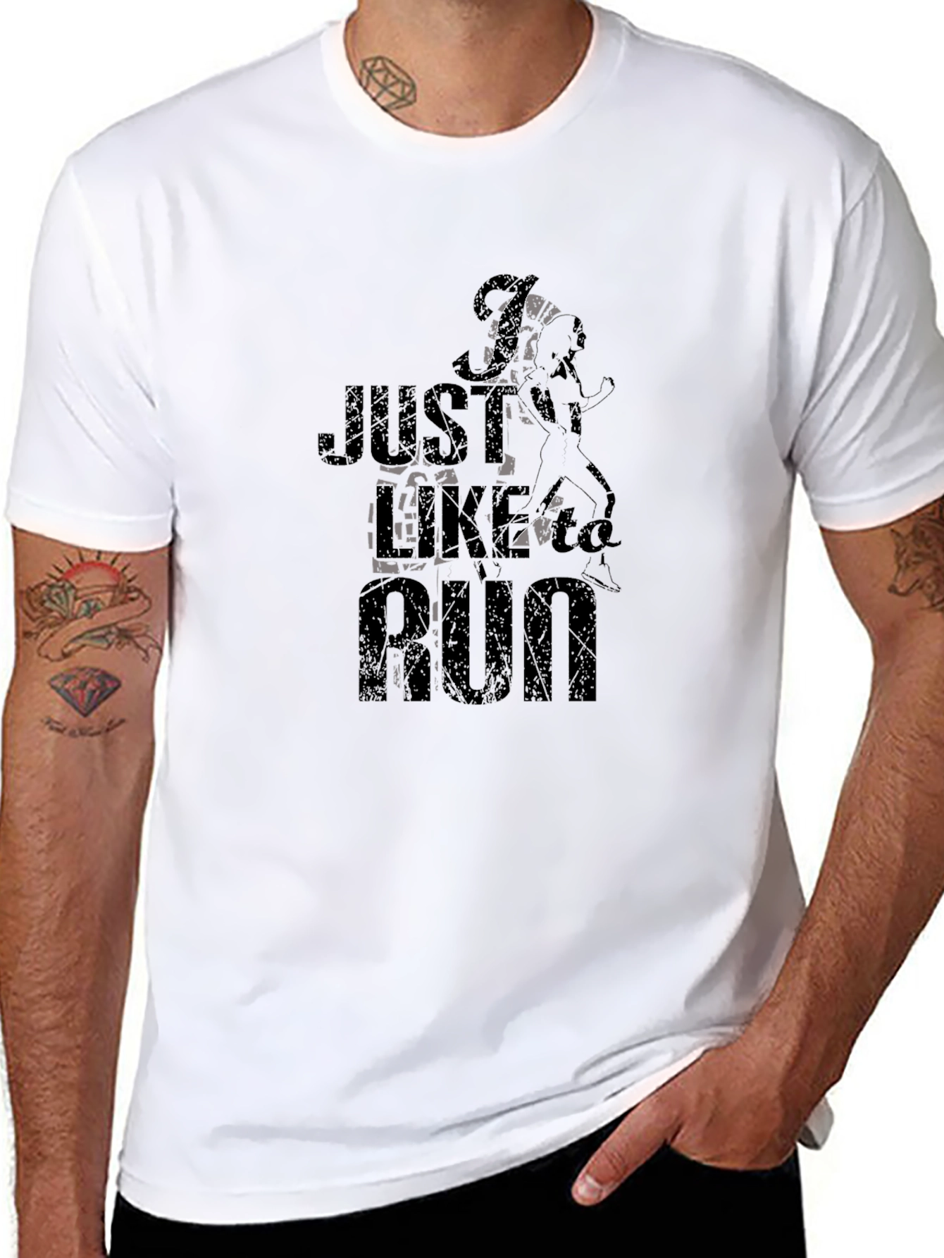 Black Just Like To Run Black Graphic Tee view 8