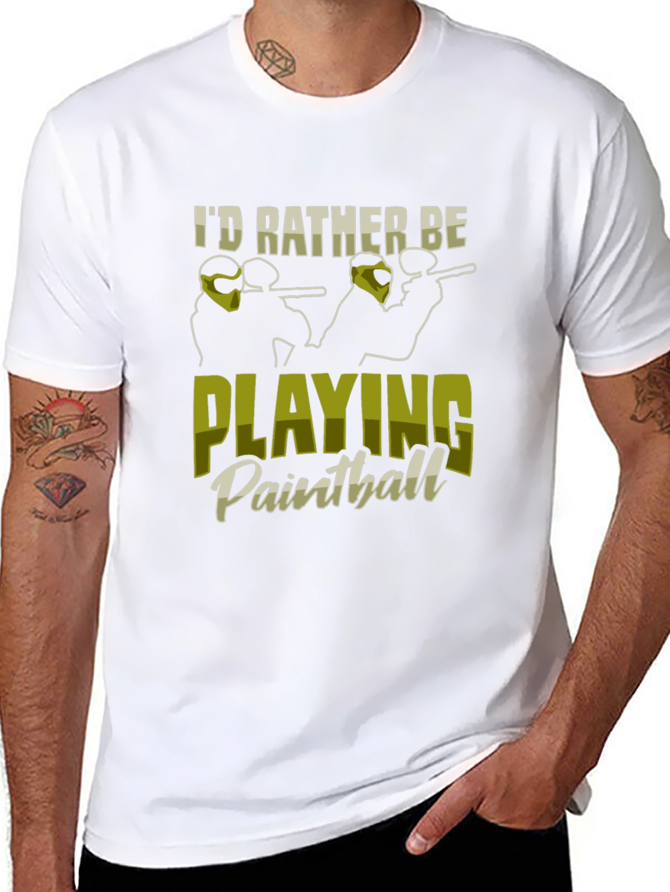 Black I'd Rather Be Playing Paintball Black T-Shirt view 8