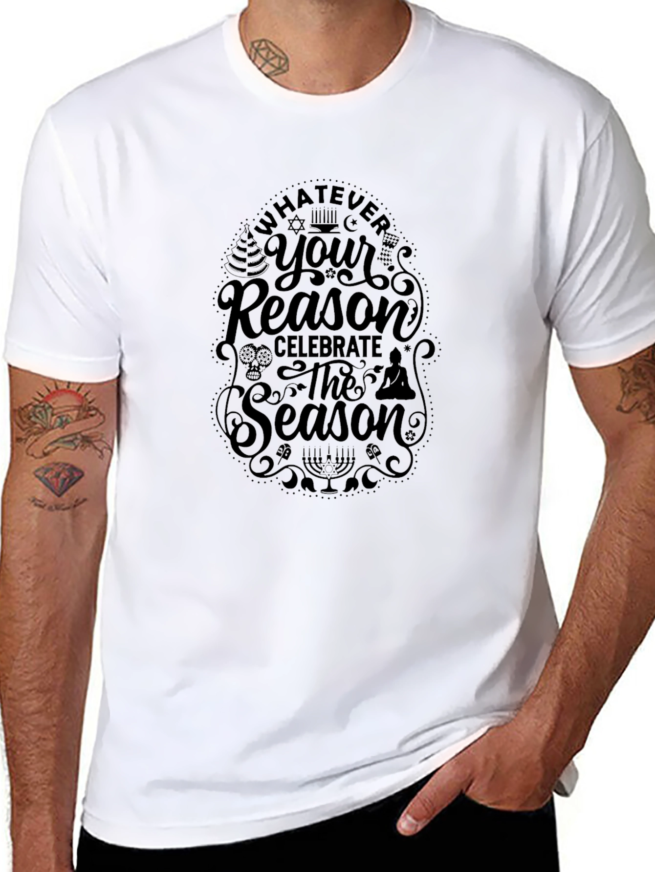 Black Celebrate the Season T-Shirt - Black view 8