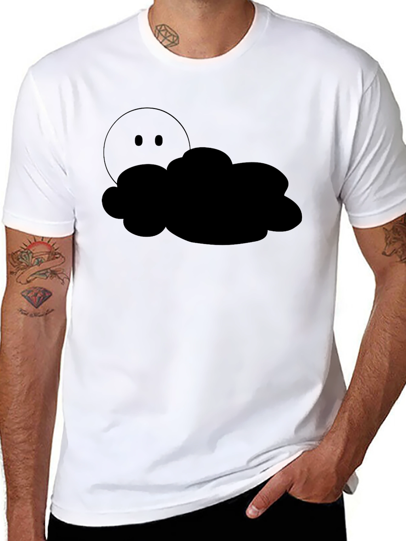 Black Cloudy Hideaway Graphic Tee - Black Cotton Comfort view 8