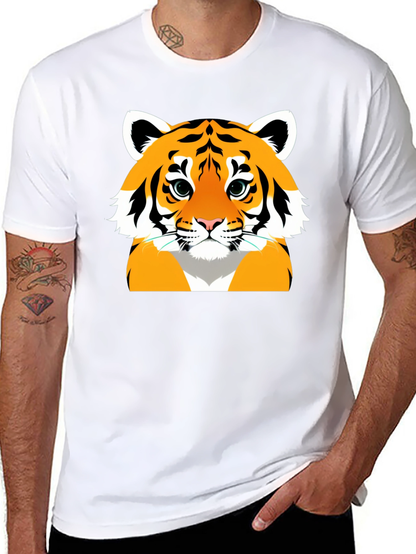 Black Cool Tiger Graphic Tee - Men's Black T-Shirt view 8