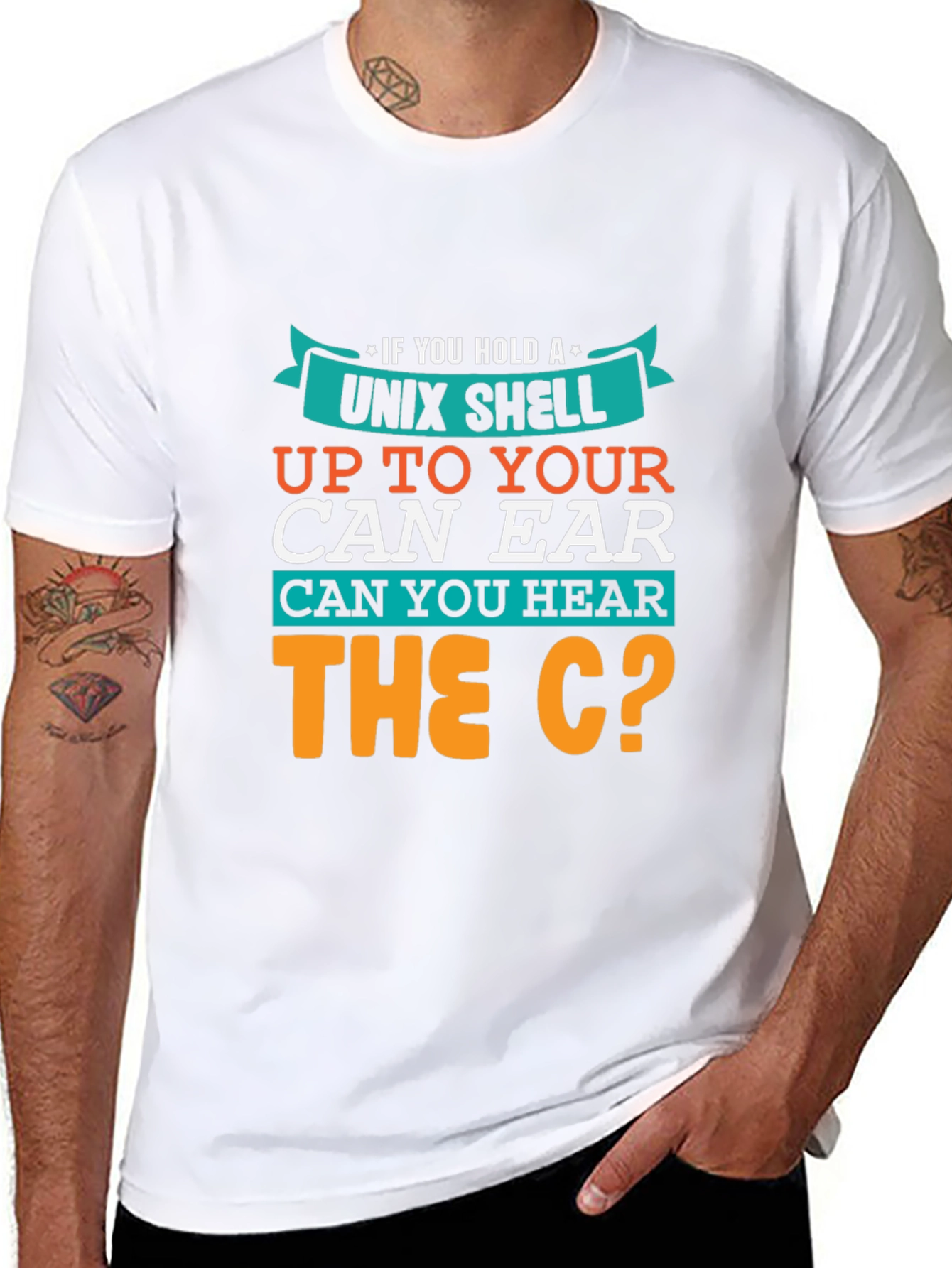 Black Unix Shell Programmer T-Shirt - 'Hear the C?' Fun Geek Tee view 8