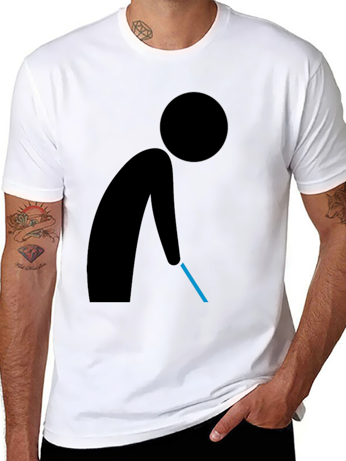 Black Abstract Minimalist Graphic Tee - Black Cotton Blend view 8